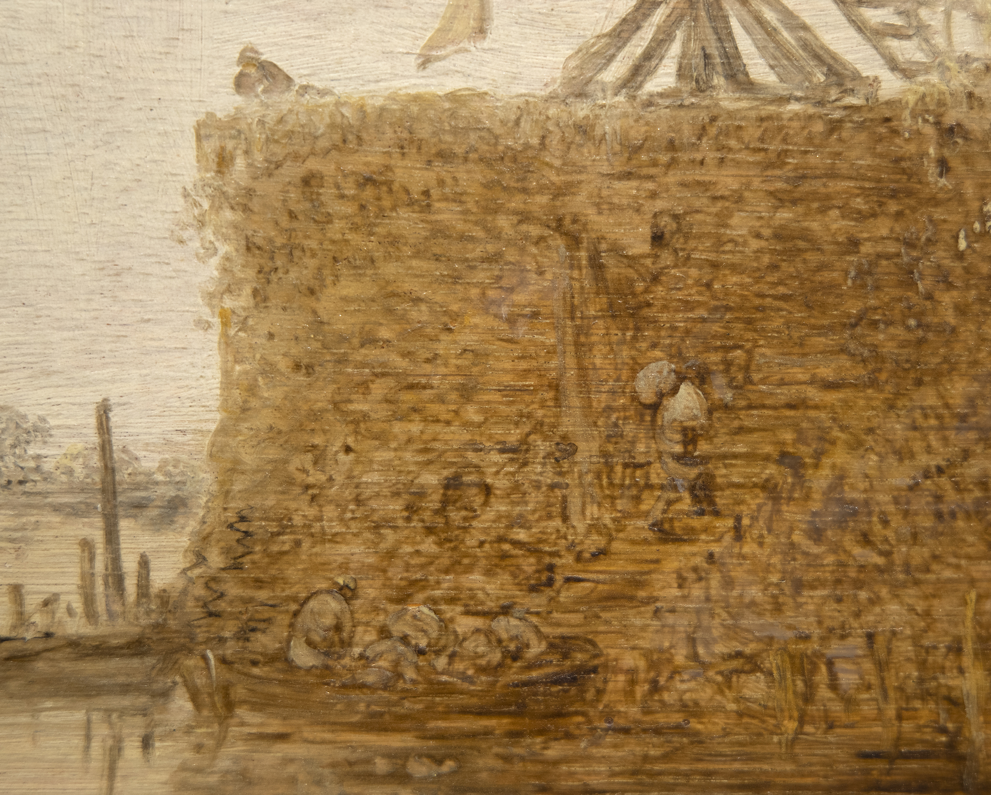 JAN JOSEPHSZOON فان GOYEN - المناظر الطبيعية النهر مع طاحونة وكنيسة - النفط على لوحة - 22 1/2 × 31 3/4 في.