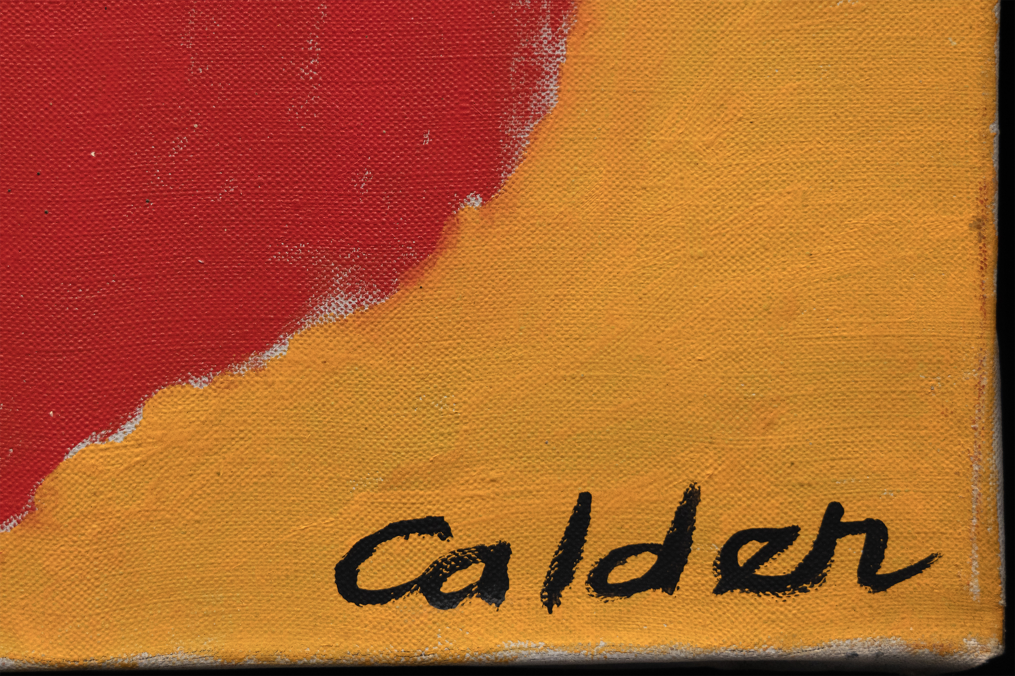 ALEXANDER CALDER - The Cross Alexander Calder executed a surprising number of oil paintings during the second half of the 1940s and early 1950s. By this time, the shock of his 1930 visit to Mondrian’s studio, where he was impressed not by the paintings but by the environment, had developed into an artistic language of Calder’s own. So, as Calder was painting The Cross in 1948, he was already on the cusp of international recognition and on his way to winning the XX VI Venice Biennale’s grand prize for sculpture in 1952. Working on his paintings in concert with his sculptural practice, Calder approached both mediums with the same formal language and mastery of shape and color.<br><br>Calder was deeply intrigued by the unseen forces that keep objects in motion. Taking this interest from sculpture to canvas, we see that Calder built a sense of torque within The Cross by shifting its planes and balance. Using these elements, he created implied motion suggesting that the figure is pressing forward or even descending from the skies above. The Cross’s determined momentum is further amplified by details such as the subject’s emphatically outstretched arms, the fist-like curlicue vector on the left, and the silhouetted serpentine figure.<br><br>Calder also adopts a strong thread of poetic abandon throughout The Cross’s surface. It resonates with his good friend Miró’s hieratic and distinctly personal visual language, but it is all Calder in the effective animation of this painting’s various elements. No artist has earned more poetic license than Calder, and throughout his career, the artist remained convivially flexible in his understanding of form and composition. He even welcomed the myriad interpretations of others, writing in 1951, “That others grasp what I have in mind seems unessential, at least as long as they have something else in theirs.”<br><br>Either way, it is important to remember that The Cross was painted shortly after the upheaval of the Second World War and to some appears to be a sobering reflection of the time. Most of all, The Cross proves that Alexander Calder loaded his brush first to work out ideas about form, structure, relationships in space, and most importantly, movement.