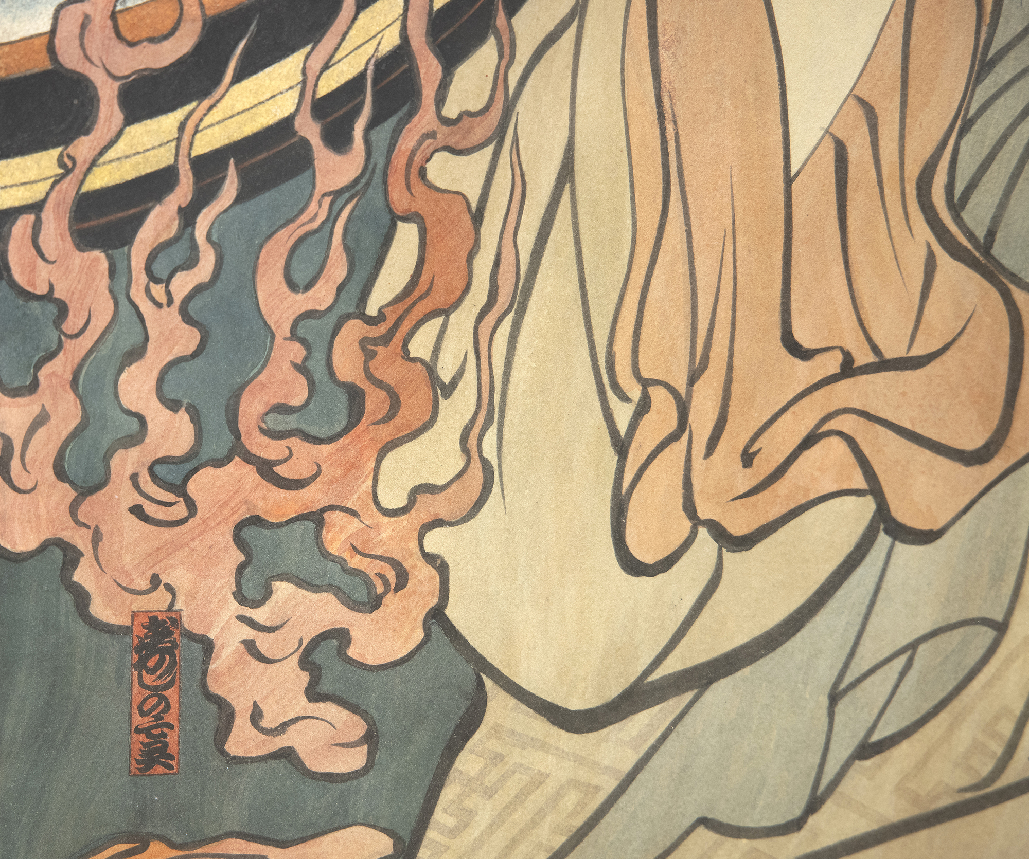 MASAMI TERAOKA - Los Angeles Sushi Ghost Tales/Flying Sushi MASAMI TERAOKA - Los Angeles Sushi Ghost Tales/Flying Sushi - watercolor on paper, mounted as a scroll - 90 x 17 1/4 in.