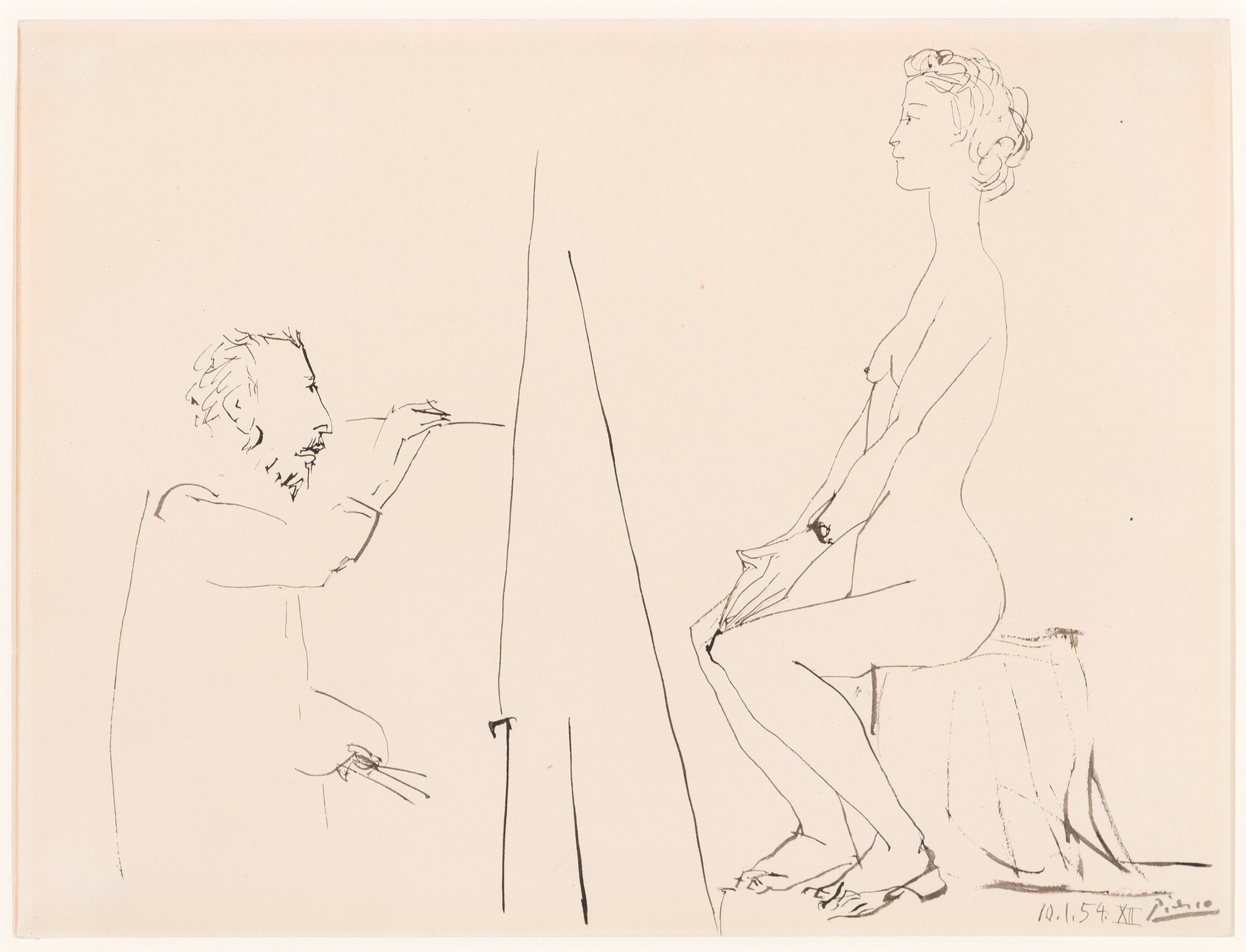 PABLO PICASSO - Peintre et modèle PABLO PICASSO - Peintre et modèle - pen and India ink on paper - 9 3/8 x 12 5/8 in.