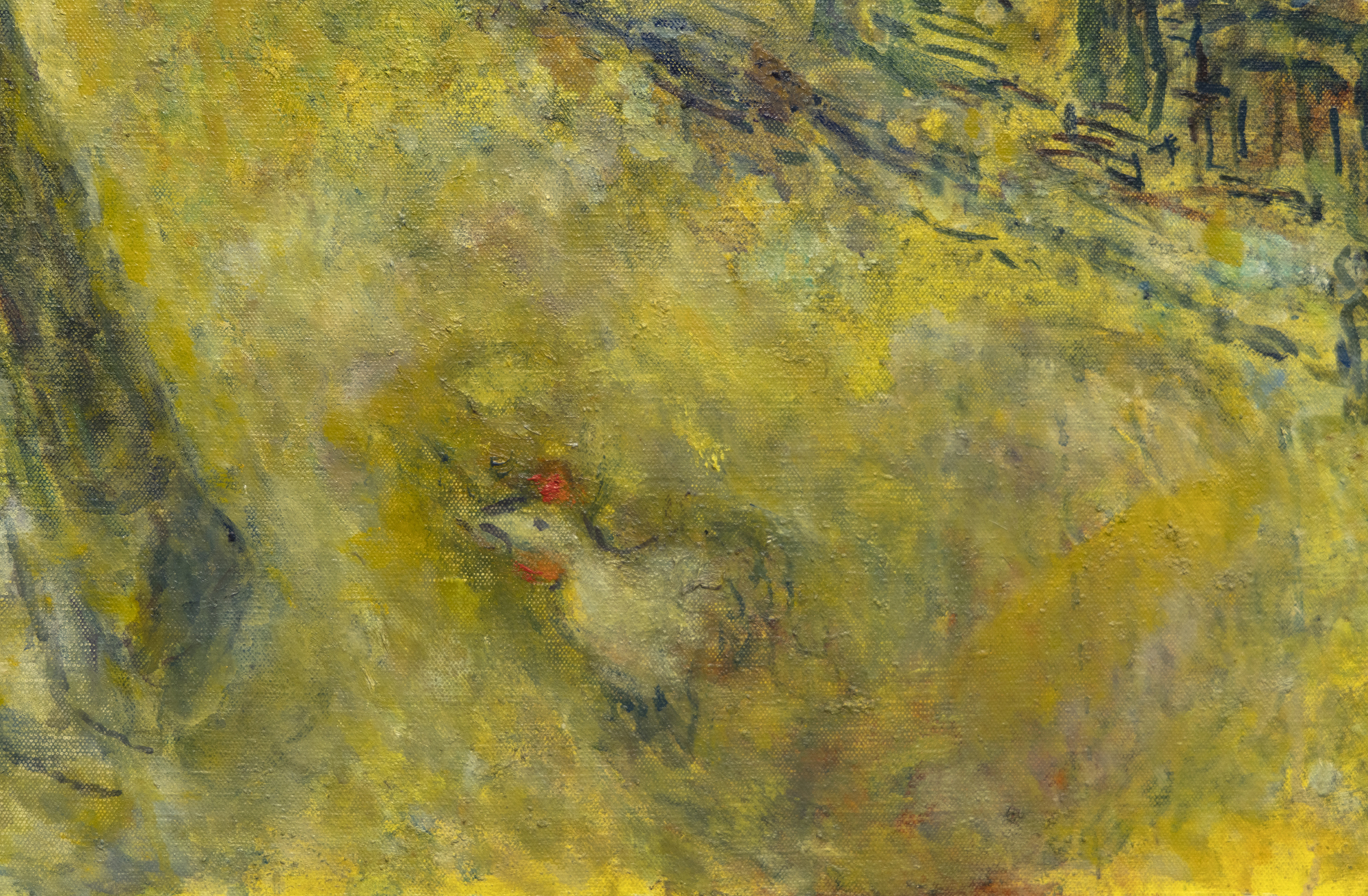 MARC CHAGALL - Les mariés sous le baldaquin עולמו של מארק שאגאל אינו יכול להיות מוכל או מוגבל על ידי התוויות שאנו מצמידים אליו. זהו עולם של דימויים ומשמעויות היוצרים שיח מיסטי להפליא משלהם. Les Mariés sous le baldaquin (החתן והכלה מתחת לחופה) החל עם כניסתו של האמן לשנתו ה-90, אדם שידע טרגדיה וסכסוכים, אך מעולם לא שכח את רגעי ההנאה של החיים. כאן, התענוגות החלומיים של חתונה כפרית רוסית עם סידורי המשתתפים השחוקים היטב מובאים אלינו בשנינות כה שמחה ותמימות עליזה, שאין התנגדות לקסמה. באמצעות תחליב בגוון זהוב המשלב שמן וגואש אטום על בסיס מים, החום, האושר והאופטימיות של הפוזיטיביזם הרגיל של שאגאל עטופים בזוהר זוהר המרמז על השפעתם של איקונות דתיות בעלות עלי זהב או ציורים מראשית הרנסנס שביקשו להקנות רושם של אור אלוהי או הארה רוחנית. שימוש בשילוב של שמן וגואש יכול להיות מאתגר. אבל כאן, ב-Les Mariés sous le baldaquin, שאגאל משתמש בו כדי להעניק לסצנה איכות אחרת, כמעט כאילו זה עתה התממשה מתוך עינו. עדינותו הטקסטואלית יוצרת את הרושם שהאור נובע מהיצירה עצמה ומעניקה איכות ספקטרלית לדמויות המרחפות בשמיים.