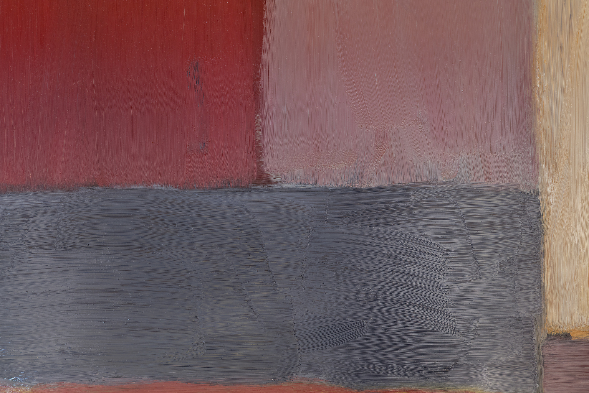 شون سكولي - أحمر رمادي - زيت على الألومنيوم - 85 × 75 بوصة.