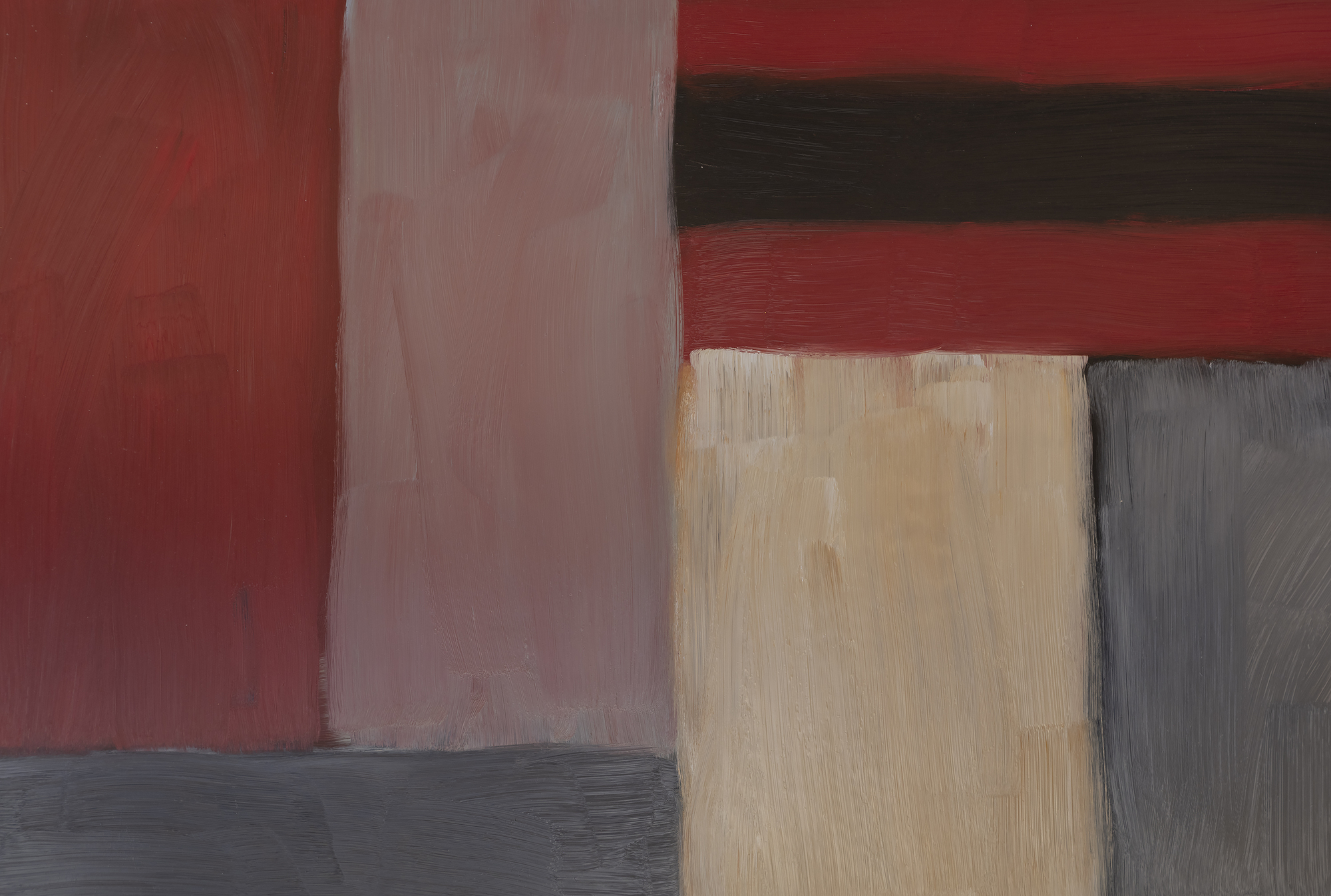 SEAN SCULLY - Grey Red - huile sur aluminium - 85 x 75 in.