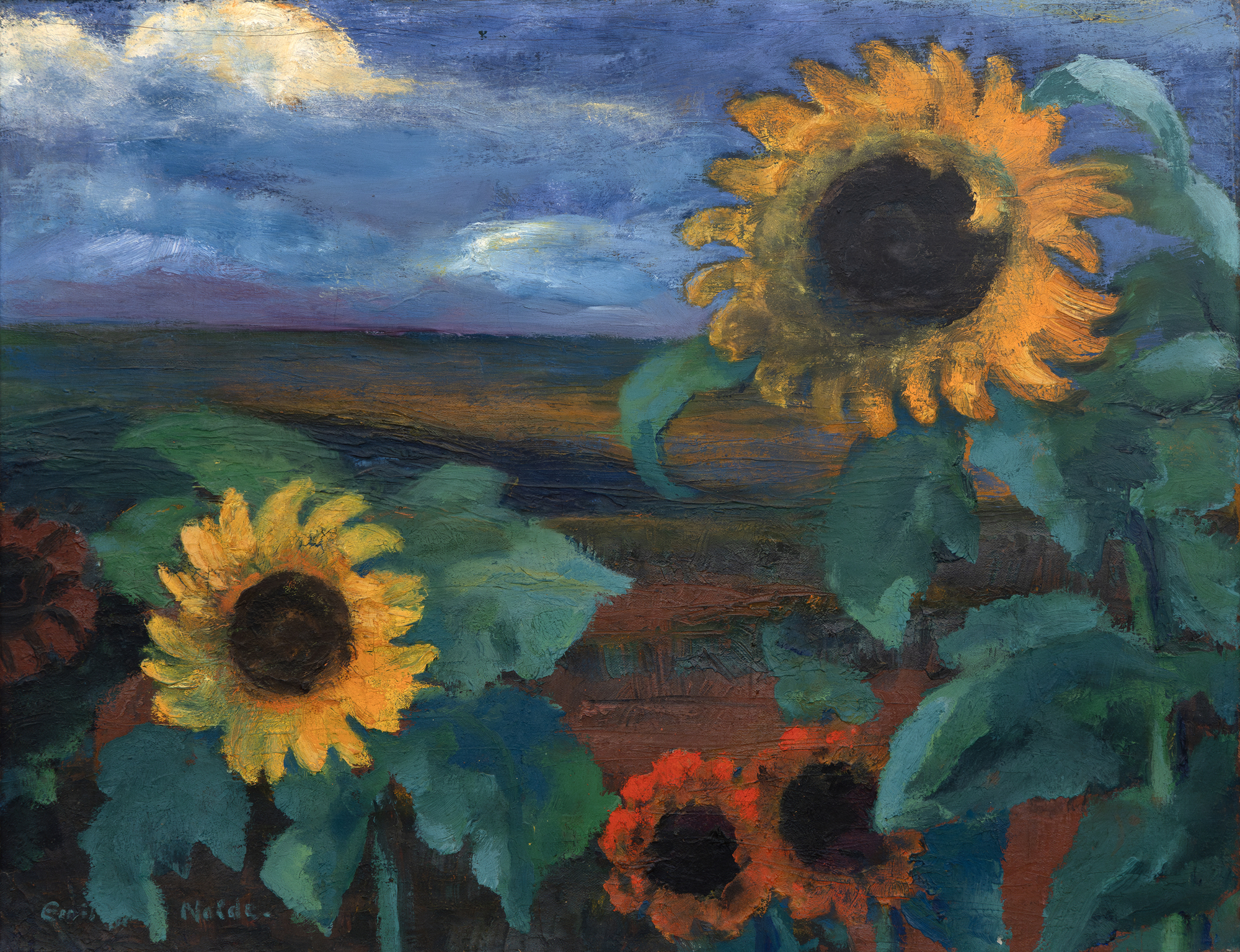 EMIL NOLDE - Sonnenblumen, Abend II EMIL NOLDE - Sonnenblumen, Abend II - oil on canvas - 26 1/2 x 35 3/8 in.