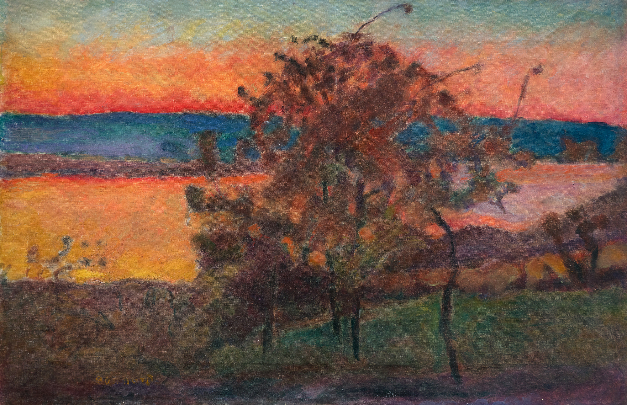 PIERRE BONNARD - Soleil Couchant PIERRE BONNARD - Soleil Couchant - Öl auf Leinwand - 14 1/2 x 22 1/2 Zoll.