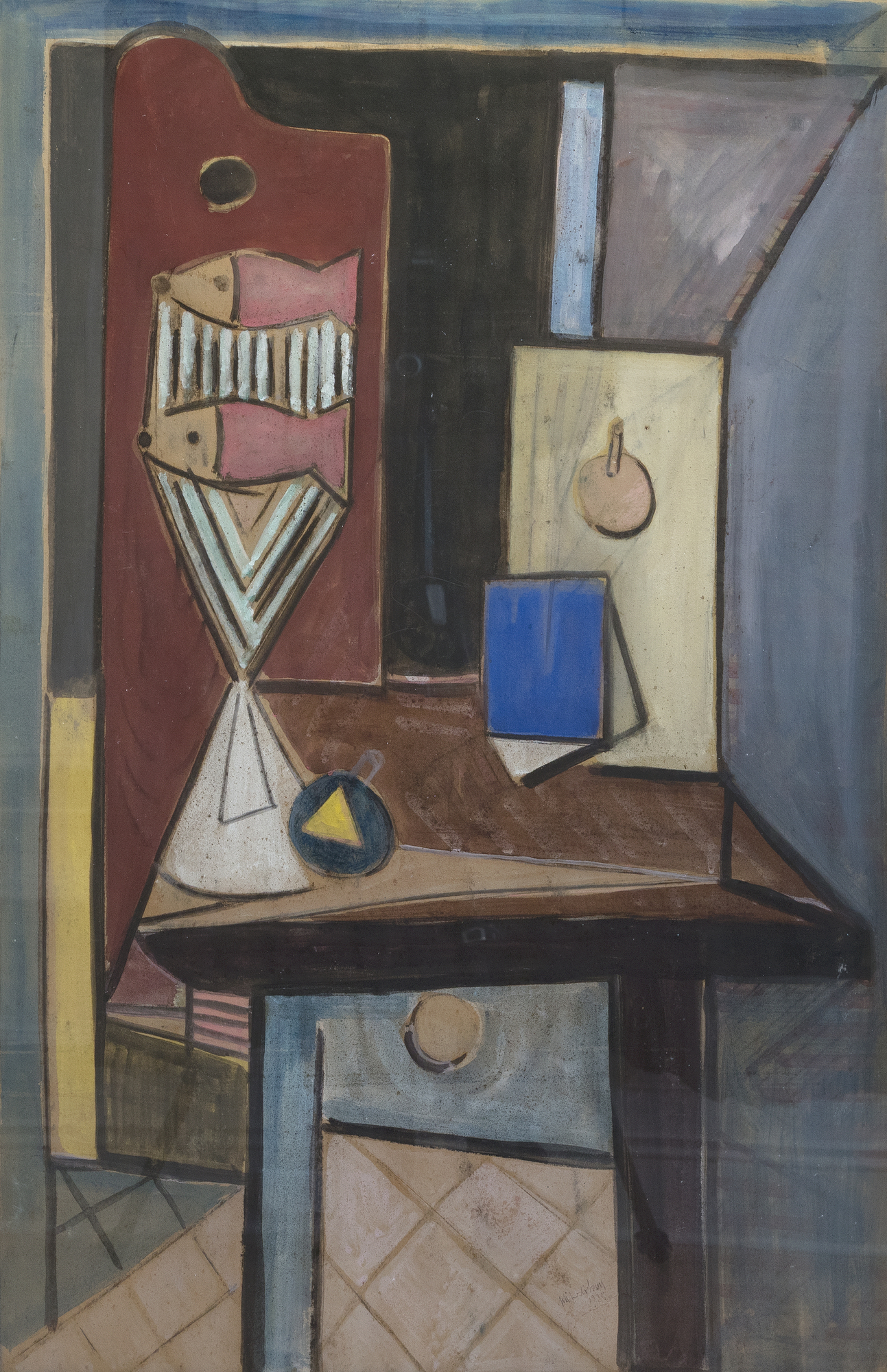 WIFREDO LAM - Portrait / La Table I, coin d’atelier WIFREDO LAM - Portrait / La Table I, coin d’atelier - tempera on paper (double sided) - 38 x 24 3/4 in.