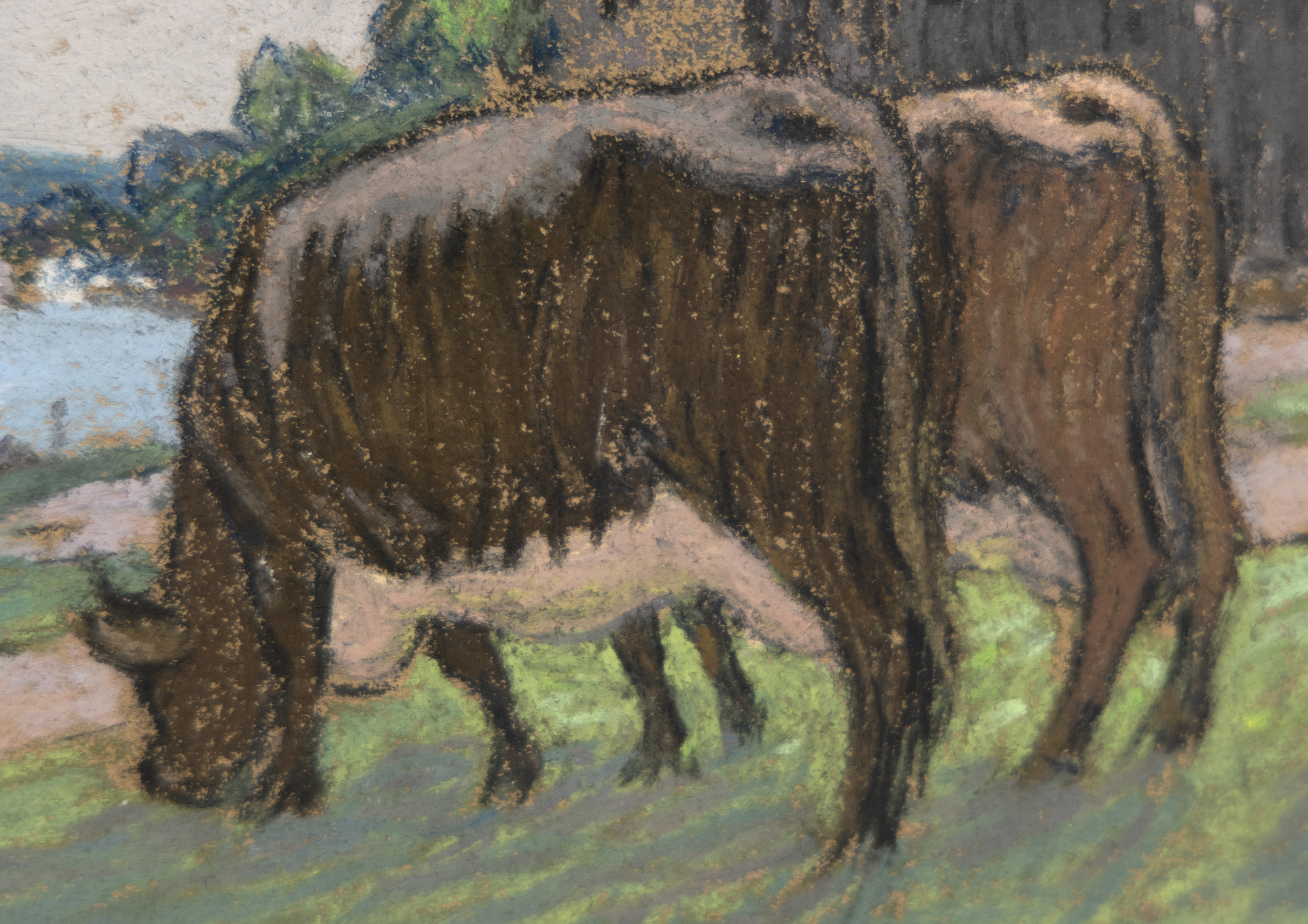 ALFRED SISLEY - Vaches au paturage sur les bords de la Seine ALFRED SISLEY - Vaches au paturage sur les bords de la Seine - pastel on paper - 11 1/4 x 15 1/2 in.