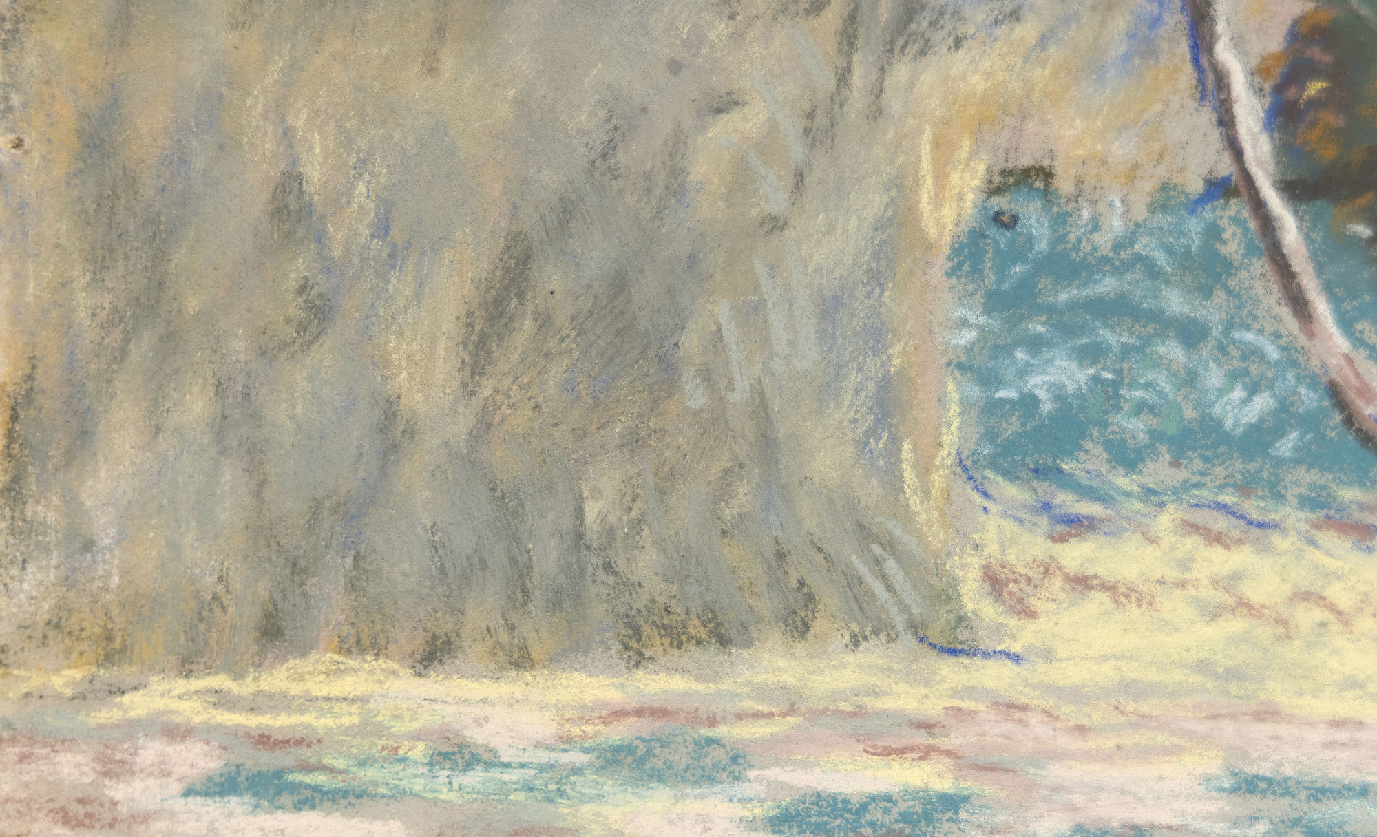CAMILLE PISSARRO - Paysage avec batteuse a Montfoucault CAMILLE PISSARRO - Paysage avec batteuse a Montfoucault - pastel on paper laid down on board - 10 3/8 x 14 3/4 in.