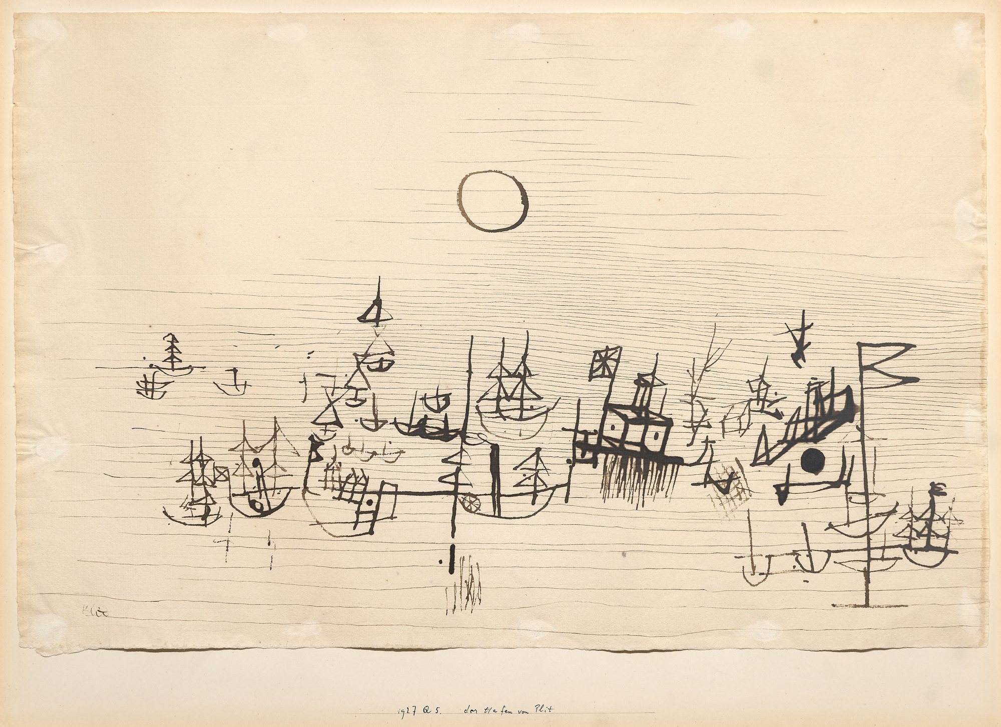 "A drawing is simply a line going for a walk."<br>-Paul Klee<br><br>A significant draftsman, Paul Klee's works on paper rival his works on canvas in their technical proficiency and attention to his modern aesthetic.  As an early teacher at the Bauhaus school, Klee traveled extensively and inspired a generation of 20th Century Artists.  <br><br>Klee transcended a particular style, instead creating his own unique visual vocabulary.  In Klee's work, we see a return to basic, geometric forms and a removal of artistic embellishment.  "Der Hafen von Plit" was once owned by Alfred H. Barr, Jr., the First Director of the Museum of Modern Art, New York.