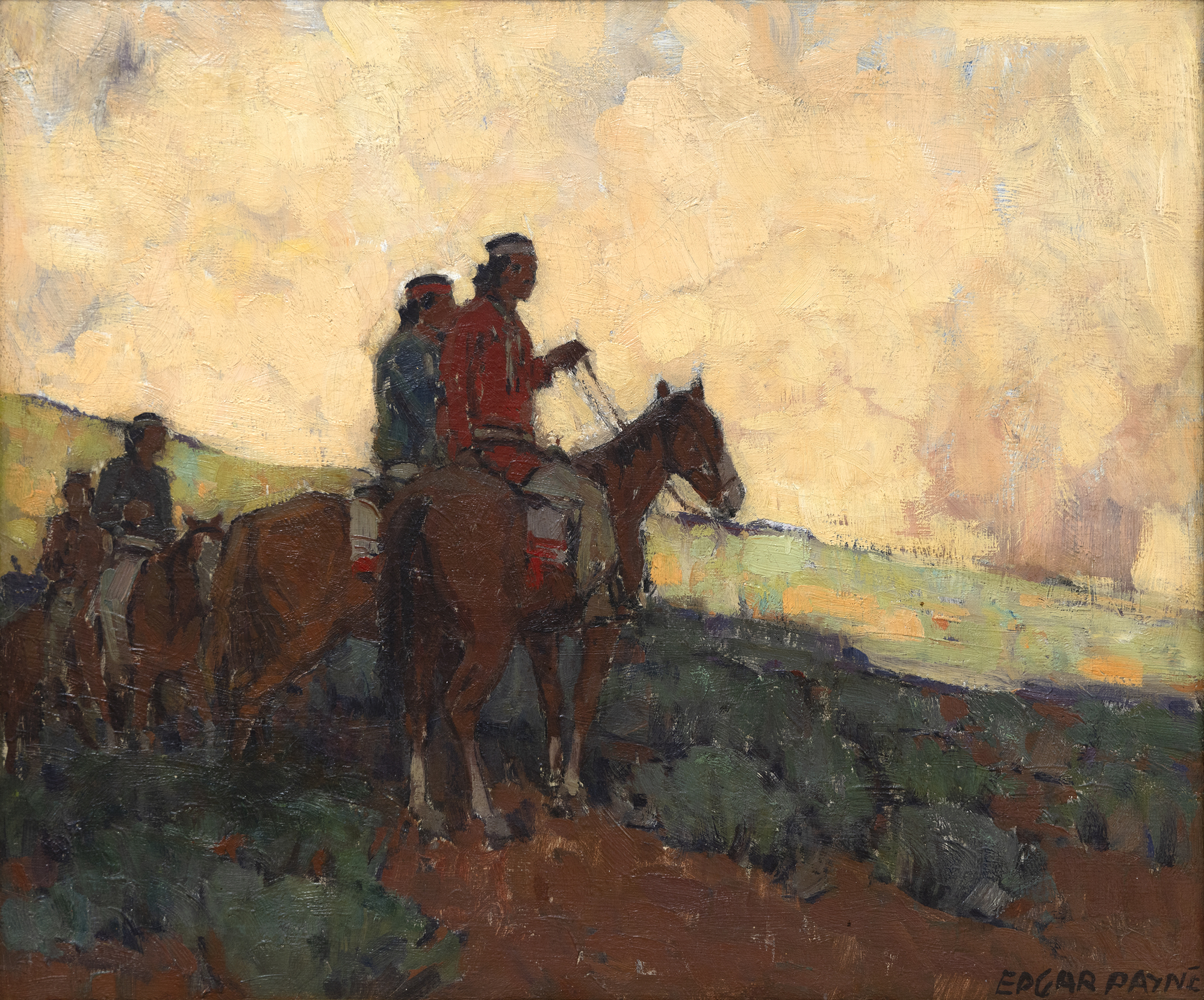 EDGAR ALWIN PAYNE - Navajos at Rest EDGAR ALWIN PAYNE - Navajos at Rest - oil on canvas - 19 1/2 x 23 1/2 in.