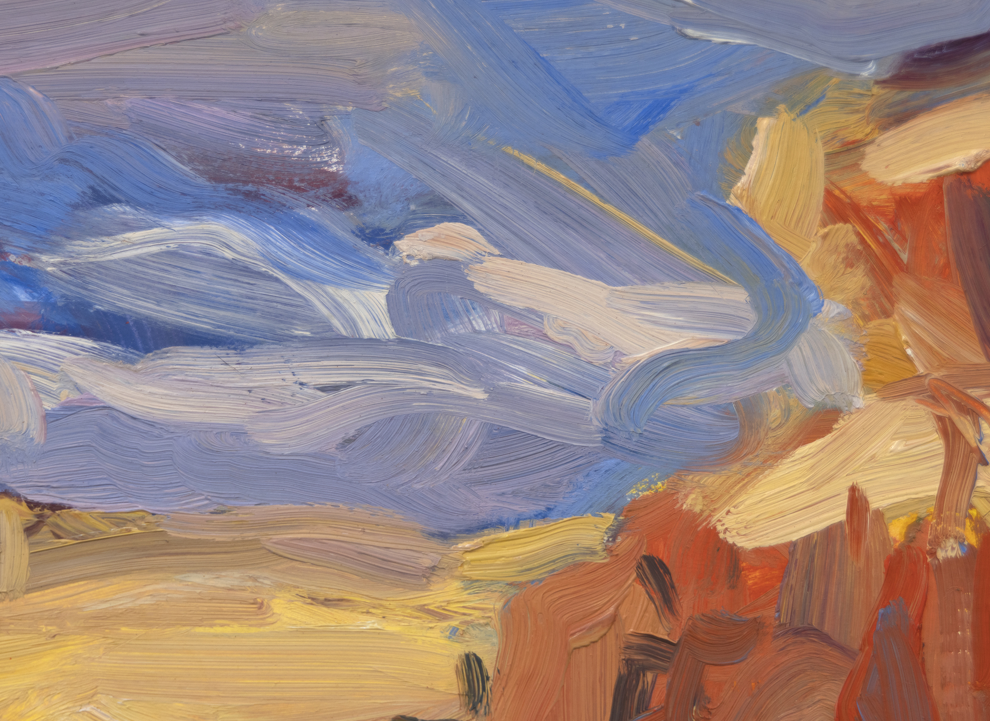 In 1995, Duncan Martin left full-time teaching at the Principia College Studio Art facility to focus on painting and lived in New Mexico, Arizona, and Colorado. Although he later returned to serve as a Professor of Art and Chair of the Art and Art History Department, he is retired and entirely devoted to en plein air landscape painting today. Martin usually begins with long, bold strokes using a palette knife or brush and adjusts with strokes that become smaller, more controlled, and more detailed. He continues to observe, making visual assessments and incremental finishing touches using both ends of the brush. As a painter, Martin is interested in something other than creating facile representational paintings. Instead, he hopes to understand some essential truth not necessarily revealed in its physical details.