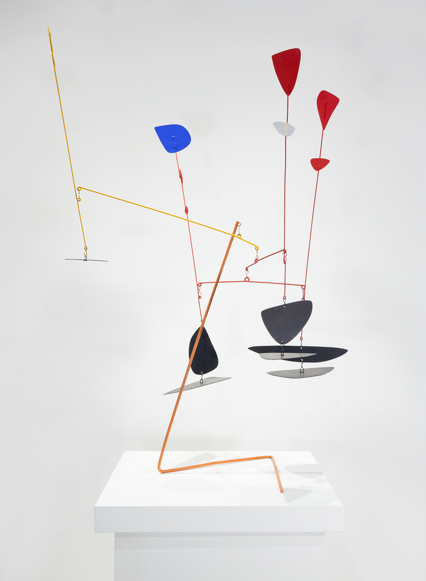 ALEXANDER CALDER - Prelude to the Man-Eater Alexander Calder was a key figure in the development of abstract sculpture and is renowned for his groundbreaking work in kinetic art; he is one of the most influential artists of the Twentieth Century. "Prelude to Man-Eater" is a delicately balanced standing sculpture that responds to air currents, creating a constantly changing and dynamic visual experience.<br><br>Calder's Standing Mobiles were a result of his continuous experimentation with materials, form, and balance. This Standing Mobile is a historically significant prelude to a larger work commissioned in 1945 by Alfred Barr, the first director of the Museum of Modern Art in New York. "Prelude to Maneater" is designed to be viewed from multiple angles, encouraging viewers to walk around and interact with it.<br><br>The present work is a formal study for Man-Eater With Pennant (1945), part of the permanent collection of the Museum of Modern Art in New York. The work is also represented in "Sketches for Mobiles: Prelude to Man-Eater; Starfish; Octopus", which is in the permanent collection of the Harvard Fogg Museum.<br><br>Calder's mobiles and stabiles can be found in esteemed private collections and the collections of major museums worldwide, including the Museum of Modern Art in New York, the National Gallery of Art in Washington, D.C., the Whitney Museum of American Art, New York, the Art Institute of Chicago, and the Tate Gallery in London among others.
