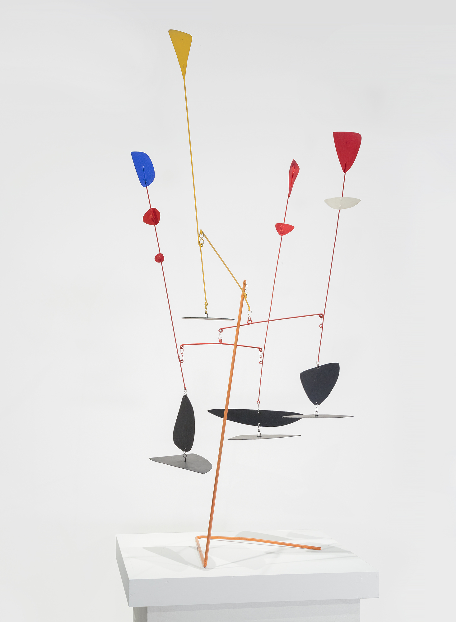 ALEXANDER CALDER - Prelude to the Man-Eater Alexander Calder was a key figure in the development of abstract sculpture and is renowned for his groundbreaking work in kinetic art; he is one of the most influential artists of the Twentieth Century. "Prelude to Man-Eater" is a delicately balanced standing sculpture that responds to air currents, creating a constantly changing and dynamic visual experience.<br><br>Calder's Standing Mobiles were a result of his continuous experimentation with materials, form, and balance. This Standing Mobile is a historically significant prelude to a larger work commissioned in 1945 by Alfred Barr, the first director of the Museum of Modern Art in New York. "Prelude to Maneater" is designed to be viewed from multiple angles, encouraging viewers to walk around and interact with it.<br><br>The present work is a formal study for Man-Eater With Pennant (1945), part of the permanent collection of the Museum of Modern Art in New York. The work is also represented in "Sketches for Mobiles: Prelude to Man-Eater; Starfish; Octopus", which is in the permanent collection of the Harvard Fogg Museum.<br><br>Calder's mobiles and stabiles can be found in esteemed private collections and the collections of major museums worldwide, including the Museum of Modern Art in New York, the National Gallery of Art in Washington, D.C., the Whitney Museum of American Art, New York, the Art Institute of Chicago, and the Tate Gallery in London among others.