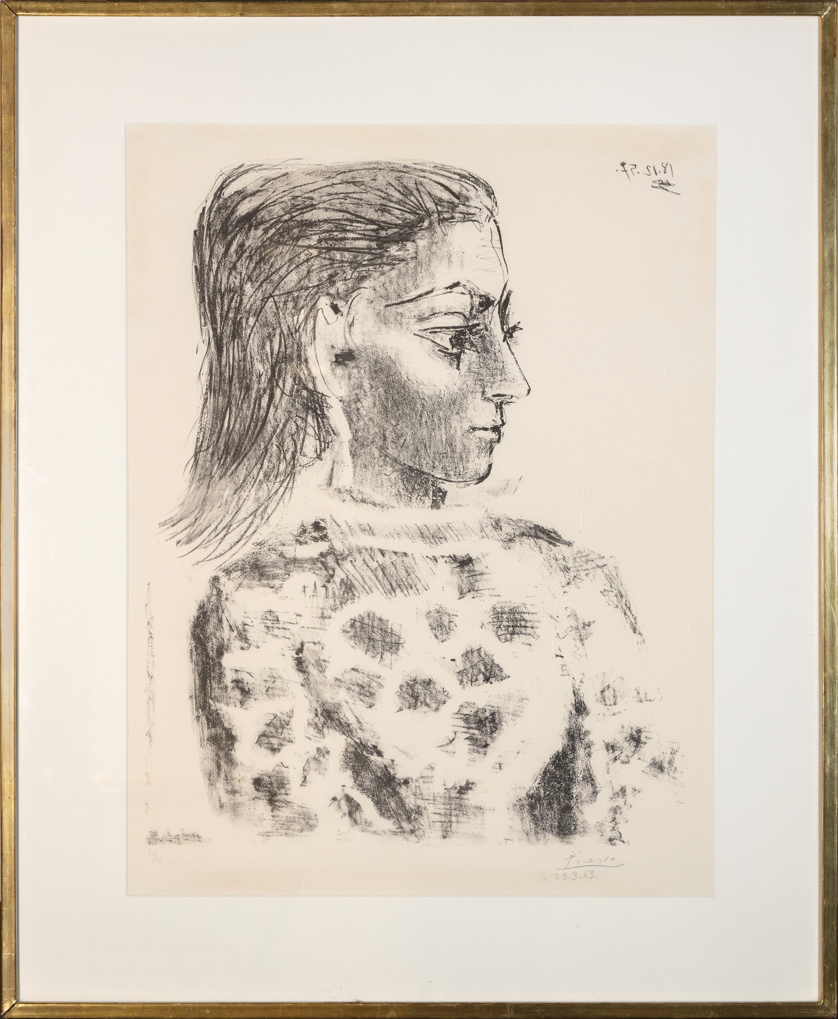 PABLO PICASSO - Buste au Corsage à Carreaux PABLO PICASSO - Buste au Corsage à Carreaux - lithograph - 24 1/2 x 18 3/4 in.