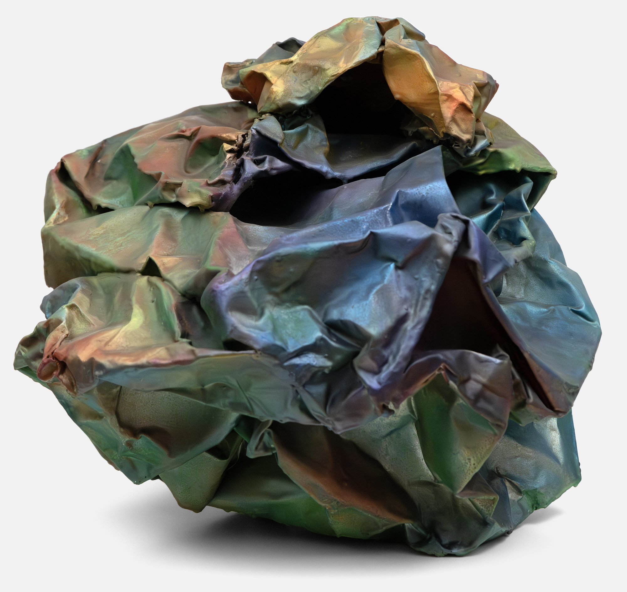 JOHN CHAMBERLAIN - ASARABACA JOHN CHAMBERLAIN - ASARABACA - industrial weight aluminum foil with acrylic lacquer and polyester resin - 20 x 23 x 22 in.