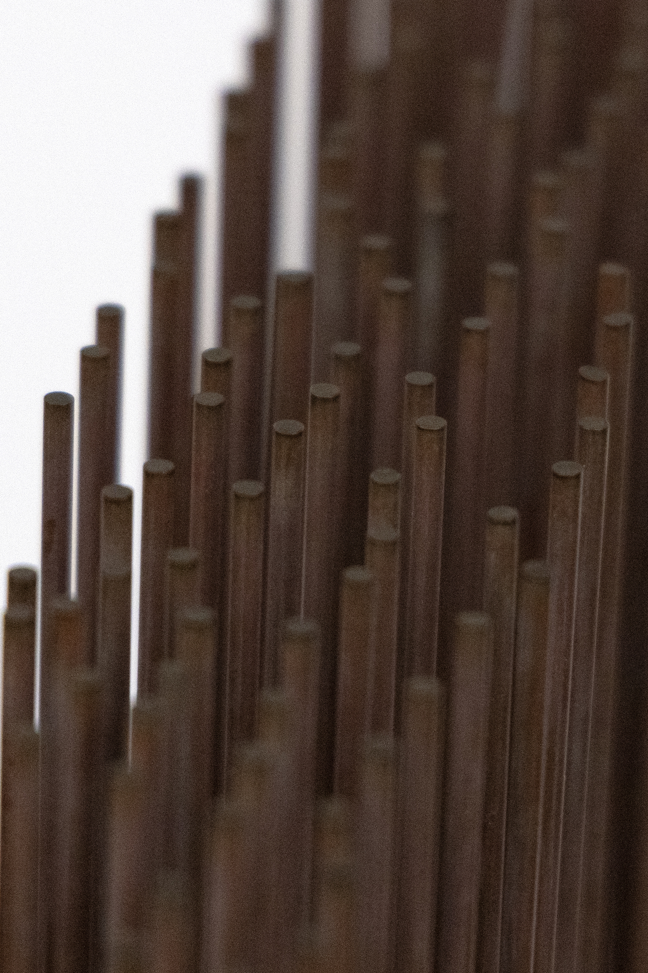 HARRY BERTOIA - Untitled (Sounding Sculpture) <div><font face=Calibri size=3 color=black>Harry Bertoia was an authentic visionary in art, and they are rare. Of those whose métier is sculpture, Alexander Calder and Harry Bertoia are the twentieth-century American standouts. They are engineers of beauty; their creative currency is feats of invention and pure artistry that honor our experience of them (if we are willing to quiet our mind) as if a sacred event. It was Duchamp who suggested Calder call his kinetic works “mobiles”, but it was up to Bertoia himself to coin a word to describe something for which there was little precedent. Visually precise, kinetic, and offering resonant, vibratory sound, a “Sonambient” sculpture is at once a metaphor for our sentient experience in the world yet capable of inducing an aura of transcendent experience. Given that insight, it is easy to understand Bertoia’s view that “I don’t hold onto terms like music and sculpture anymore. Those old distinctions have lost all their meaning.”</font></div>
<br>
<br><div> </div>
<br>
<br><div><font face=Calibri size=3 color=black>The present “Sonambient” sculpture is a forty-eight-inch-tall curtain of thin-gauged tines. Once activated, it becomes a 15 3/4 inch long, 8 inches deep wall of sound. Five rows of narrow tines are staggered in number, alternating between 30 and 29 tines that, when activated, present as an undulating wall of sound. When touched or moved by air currents, the rods produce a sound that, while metallic, does not betray its source of inspiration: the serene connection Bertoia felt in observing the gentle undulating movement of desert grasses. As always, this is a Bertoia sculpture that invites participation in the experience of changing shapes and sounds, a participatory work that asks us to be present in the moment, to connect across time with the object and its creator.</font></div>