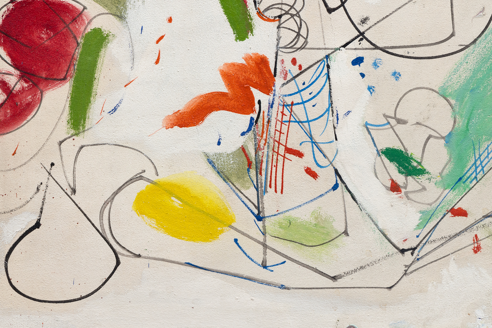 HANS HOFMANN - Fruit Bowl No. 1 <div><font face=Lato size=3 color=black>Hans Hofmann explored linearity and color with persistence during the late 1940s, creating a tension between Cubist structure and gestural abstraction. In this painting, <em>Fruit Bowl #1</em>, the linear impulse takes center stage, with dynamic black contours weaving and unspooling across the canvas, limning forms that merely hint at a still-life composition. Hofmann's approach is far from conventional; the traditional fruit bowl is fractured and reimagined into an abstract interplay of geometric and organic shapes. The addition of bright, flatly applied patches and demarcation of green, red, and yellow punctuates the composition, adding an energetic entropy and vitality. Hofmann's raw, alluring, yet slightly uncomfortable palette and gestural freedom elevate the piece beyond its Cubist origins, revealing an artist deeply engaged with the challenges of mid-20th-century abstraction. Hofmann's lines and color fields balance spontaneity with control, oscillating between chaos and structure.</font></div><br><br><div> </div><br><br><div><font face=Lato size=3 color=black><em>Fruit Bowl #1</em> reflects Hofmann's ongoing dialogue with earlier European modernists while pushing toward the freer instincts of American Abstract Expressionism. Often criticized as misaligned with the rising dominance of gestural abstraction, paintings from this period in Hofmann's career remain his own—vibrant, exploratory, and unapologetically personal.</font></div>