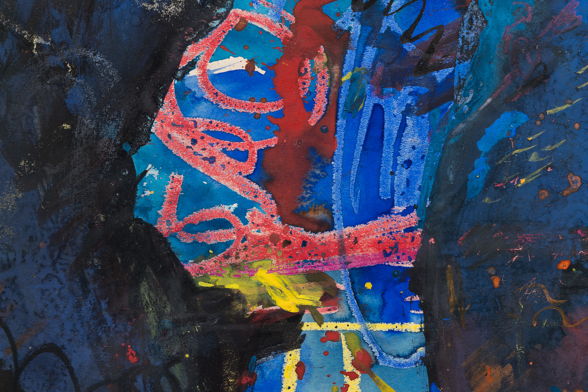 &lt;div&gt;&lt;font face=Lato size=3 color=black&gt;Executed in mixed media on paper, &lt;em&gt;The Indian&lt;/em&gt; from 1944 showcases Hofmann’s ability to offer a powerful interplay between abstraction and figuration. Surrounded by an atmospheric expanse of deep blues and punctuated by vivid accents of red and yellow, the central form suggests the stylized head of a Native American. Shaped not by direct detailing techniques but subtractive reduction, Hofmann shaped the figure by enclosing it with dynamic strokes of the deep blue surround, punctuated by vivid reds and yellows, as if carving the form out of the surrounding space. This approach emphasizes the figure’s presence while allowing it to remain enigmatic, suspended within an atmospheric mélange of bold, gestural marks.&lt;/font&gt;&lt;/div&gt;&lt;br&gt;&lt;br&gt;&lt;div&gt;&nbsp;&lt;/div&gt;&lt;br&gt;&lt;br&gt;&lt;div&gt;&lt;font face=Lato size=3 color=black&gt;The tension between the central form and its vibrant background exemplifies Hofmann’s transition during the 1940s from Cubist rigor to more unrestricted, expressionistic techniques. &lt;em&gt;The Indian&lt;/em&gt; captures the energy of this pivotal period, with its layered abstraction and symbolic undertones reflecting Hofmann’s ability to unite gestural spontaneity with deliberate compositional balance.&lt;/font&gt;&lt;/div&gt;