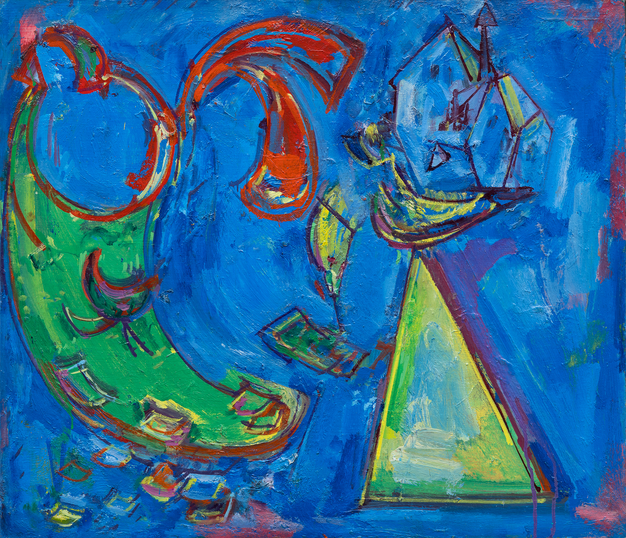 HANS HOFMANN - The Zoo <div><font face=Lato size=3 color=black>Hans Hofmann's <em>The Zoo</em> (1944) brims with playful energy, its abstract forms suggesting a whimsical exploration of animalistic shapes and gestures. Dominated by a vivid blue field punctuated by bold strokes of red, green, and yellow, the formal elements and composition provide a lively interplay of color. While the title invites the viewer to seek out zoo-like references, the forms are ambiguous yet evocative: sweeping red arcs might suggest the curve of a tail, while the triangular green shape evokes the profile of an enclosure or a cage. The painting captures not the literal essence of a zoo but the dynamism and movement one might associate with such a space.</font></div><br><br><div> </div><br><br><div><font face=Lato size=3 color=black>Heavily influenced by Surrealist automatism and the biomorphic forms of Joan Miró, the organic shapes and bold colors seem to pulse with life, blurring the boundary between abstraction and figuration. Yet, unlike Miró's delicate dreamscapes, Hofmann's brushwork carries a muscular energy, grounding the composition in his signature gestural style.</font></div><br><br><div><font face=Lato size=3 color=black><em>The Zoo</em> reflects Hofmann's ability to balance spontaneity with deliberate compositional choices. The result is a vibrant, joy-filled work that celebrates the world's visual complexity and the boundless creative freedom of abstraction during this pivotal phase of his career.</font></div>