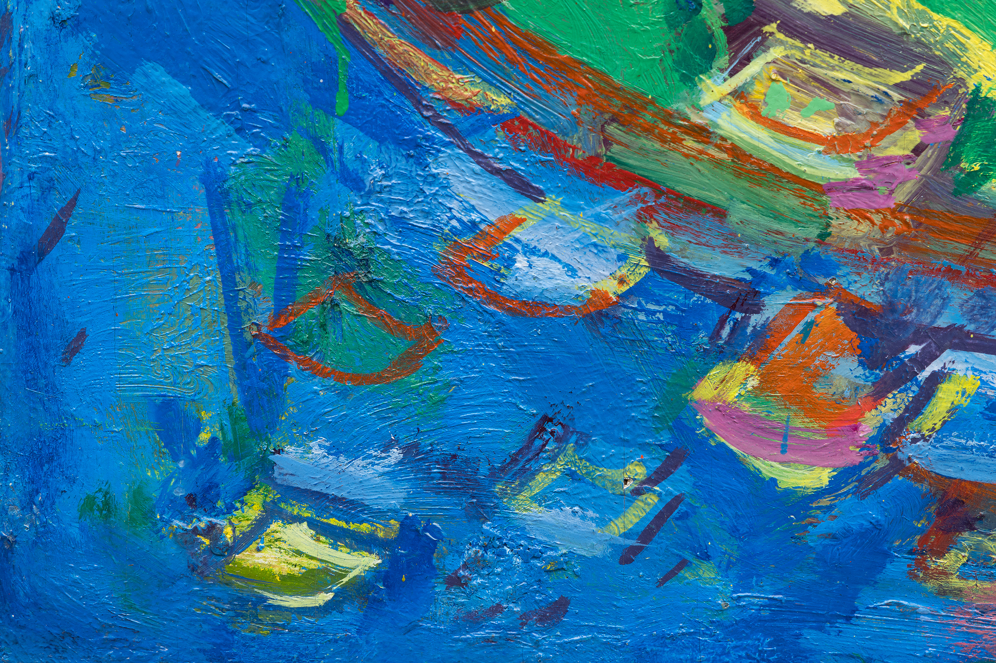 HANS HOFMANN - The Zoo <div><font face=Lato size=3 color=black>Hans Hofmann's <em>The Zoo</em> (1944) brims with playful energy, its abstract forms suggesting a whimsical exploration of animalistic shapes and gestures. Dominated by a vivid blue field punctuated by bold strokes of red, green, and yellow, the formal elements and composition provide a lively interplay of color. While the title invites the viewer to seek out zoo-like references, the forms are ambiguous yet evocative: sweeping red arcs might suggest the curve of a tail, while the triangular green shape evokes the profile of an enclosure or a cage. The painting captures not the literal essence of a zoo but the dynamism and movement one might associate with such a space.</font></div><br><br><div> </div><br><br><div><font face=Lato size=3 color=black>Heavily influenced by Surrealist automatism and the biomorphic forms of Joan Miró, the organic shapes and bold colors seem to pulse with life, blurring the boundary between abstraction and figuration. Yet, unlike Miró's delicate dreamscapes, Hofmann's brushwork carries a muscular energy, grounding the composition in his signature gestural style.</font></div><br><br><div><font face=Lato size=3 color=black><em>The Zoo</em> reflects Hofmann's ability to balance spontaneity with deliberate compositional choices. The result is a vibrant, joy-filled work that celebrates the world's visual complexity and the boundless creative freedom of abstraction during this pivotal phase of his career.</font></div>