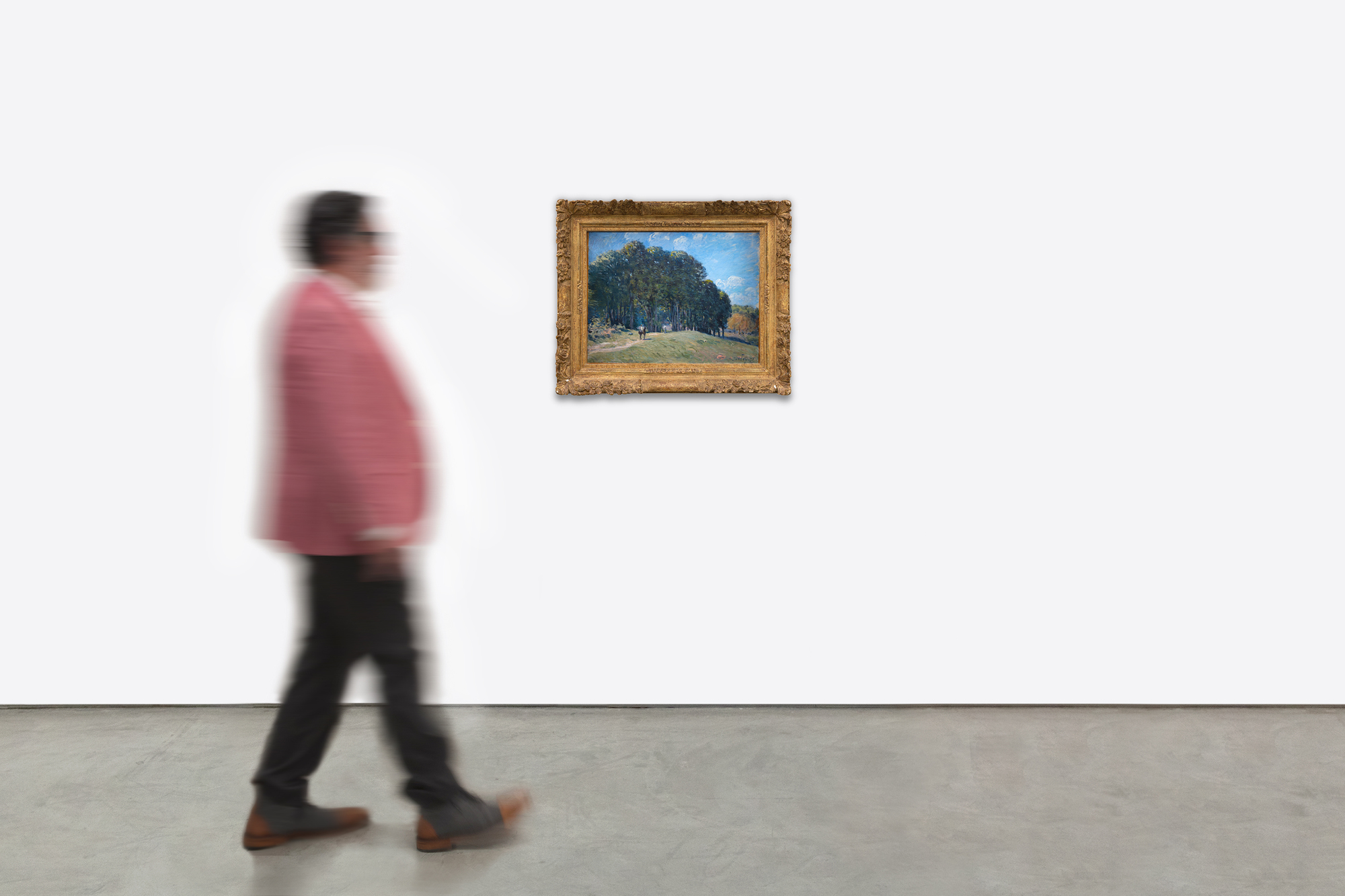 <div>Alfred Sisley’s Cavalier en lisière de forêt (Horseman on the Edge of the Forest), from 1875, is a luminous painting depicting a tranquil road near Marly-le-Roi, where Sisley found creative renewal after moving from Paris’s Batignolles quarter. This work, included in the 2021 catalogue raisonné of the work of Alfred Sisley prepared by Francois Daulte with Galerie Brame &amp; Lorenceau and the Comité Alfred Sisley as no.196, showcases his unrivaled commitment to plein-air painting, even compared to Impressionist peers like Monet and Pissarro. Likely executed entirely outdoors, it captures the immediacy of a summer morning with feathery brushstrokes of muted greens, ochres, and blues, rendering a path winding into a forest, a lone horseman, and two figures—one with a parasol. </div><br><br><div>&nbsp;</div><br><br><div>Sisley’s move to Marly-le-Roi, driven by a love for greenery and the need to support his young family amid financial strain post-Franco-Prussian War, shaped this work. Painted after the 1874 Impressionist exhibition’s disappointing sales, it reflects resilience. The diffused light and geometric composition—path and trees anchoring a vast sky—evoke the region’s gentle haze. Camille Pissarro, a close colleague, hailed Sisley as “a great and beautiful artist, in my opinion he is a master equal to the greatest” (Pissarro, quoted in C. Lloyd, ‘Alfred Sisley and the Purity of Vision’, pp. 5-33, M. Stevens (ed.), Alfred Sisley, exh. cat., New Haven and London, 1992, p. 8). The 2021 Brame and Lorenceau catalogue notes 360 of Sisley’s 1,013 oil paintings reside in museums, affirming his legacy. </div><br><br><div>&nbsp;</div><br><br><div>This concise yet evocative piece offers collectors a rare glimpse into Sisley’s mastery, blending nature’s beauty with Impressionist innovation. </div>