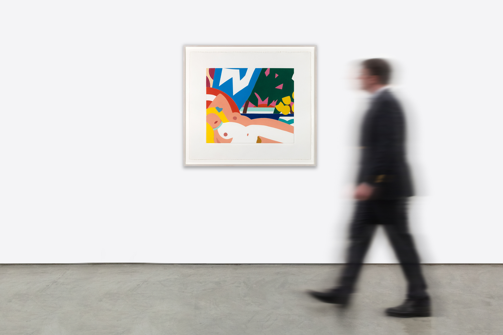 טום וסלמן - עירום שקיעה עם צבעונים צהובים - הדפס Mixografia® על נייר בעבודת יד - 37 3/4 x 41 3/4 אינץ'.