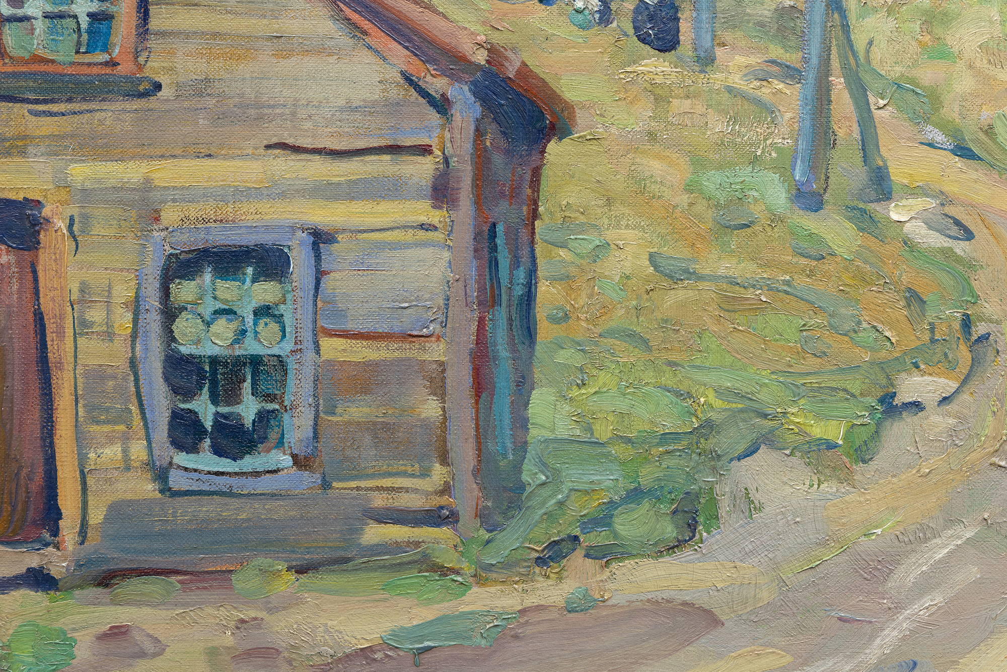 <div><font face=Lato size=3 color="#191919"><em>The Road to the Harbor, Gloucester, Massachusetts</em> is a vibrant and characteristically bold example of Jane Peterson’s celebrated views of the Massachusetts coast, a subject that remains among the most sought after in her work. Previously held in the collection of the artist and her estate, the painting reflects the period when Peterson was producing her finest New England scenes, distilling the atmosphere and color of Gloucester with a confident and expressive hand. Gloucester was one of her most beloved subjects, and comparable paintings of the area have exceeded expectations at auction, often more than doubling their high estimates, underscoring both the desirability of the theme and the competitive value of the present work.</font></div><br><br><div>&nbsp;</div><br><br><div><font face=Lato size=3 color="#191919">This large canvas captures a quiet coastal afternoon, with a dirt road leading toward Gloucester Harbor as suggested by the title. Peterson uses saturated colors and broad, lively brushstrokes to animate the scene, from the touches of blue on the rooftops to the shifting interplay of blue and grey in the retreating sky that suggests a moment just after rainfall. The painting relates closely to other Gloucester works in major museum collections, including <em>Old Road, Gloucester</em> at the Virginia Museum of Fine Arts.</font></div><br><br><div>&nbsp;</div><br><br><div><font face=Lato size=3 color="#191919">Peterson was known for choosing subjects beyond the conventional expectations for women artists of her time, favoring street scenes, travel, public life, and even wartime experience. <em>The Road to the Harbor, Gloucester, Massachusetts </em>embodies this outward looking spirit, revealing her ability to transform everyday coastal paths into scenes of vivid immediacy and enduring charm.</font></div>