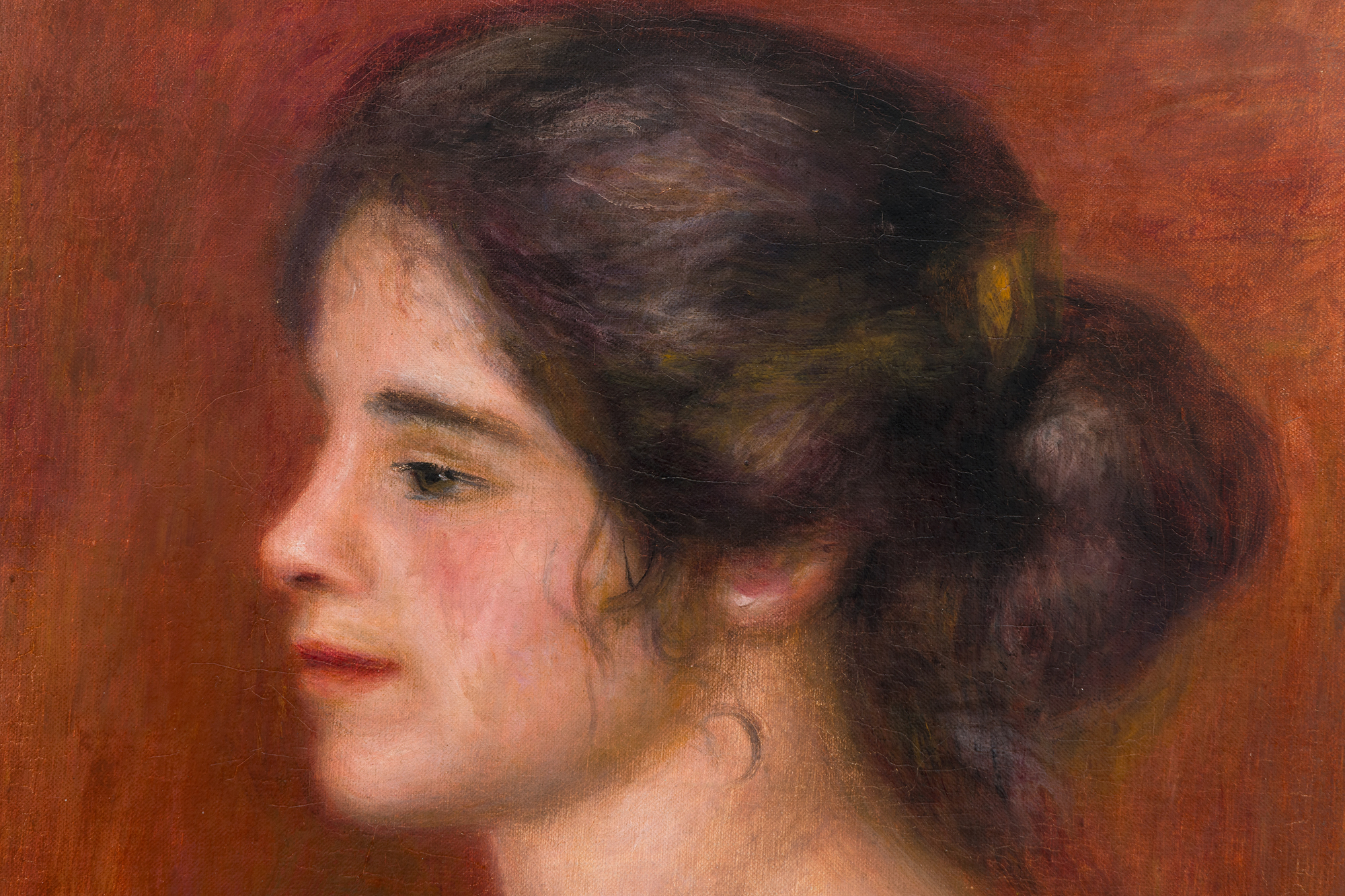 <div><font face=Lato size=3 color="#191919">Rendered with the soft luminosity and intimate charm that define Pierre-Auguste Renoir’s late portraiture, Buste de femme au corsage vert depicts Gabrielle Renard — the artist’s beloved model and cousin of his wife, Aline Charigot. Gabrielle was a central figure in Renoir’s domestic and artistic life for nearly two decades and appears in nearly 200 of his works, more than any other sitter. Her familiar presence inspired some of Renoir’s most tender portrayals of femininity and grace, as seen here in the delicate modeling of flesh tones and the gentle harmony of greens and rose hues.</font></div><br><br><div>&nbsp;</div><br><br><div><font face=Lato size=3 color="#191919">This painting carries distinguished provenance, first owned by the influential Berlin art dealer Paul Cassirer, a key promoter of French Impressionism and Post-Impressionism in Germany. The work is certified by the Wildenstein Plattner Institute and registered with the Art Loss Register, with a signed letter from Sotheby’s confirming inclusion in the forthcoming Renoir Catalogue Raisonné. Comparable examples of Gabrielle portraits are held in major museum collections, including The Metropolitan Museum of Art, Harvard Art Museums, and the Musée de l’Orangerie.</font></div><br><br><div>&nbsp;</div><br><br><div><font face=Lato size=3 color="#191919"><em>Buste de femme au corsage vert</em> exemplifies Renoir’s enduring devotion to beauty and the human form, rendered with a late-career refinement that bridges sensuality and serenity. It stands as an evocative example of the artist’s lifelong exploration of intimacy, and a rare opportunity to acquire a work linked to one of Impressionism’s most personal and storied muses.</font></div>