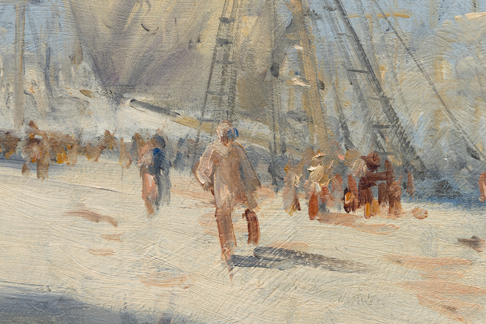 弗兰克·迈尔斯·博格斯 - 《港口》 - 油画布面 - 15又1/4 x 22英寸