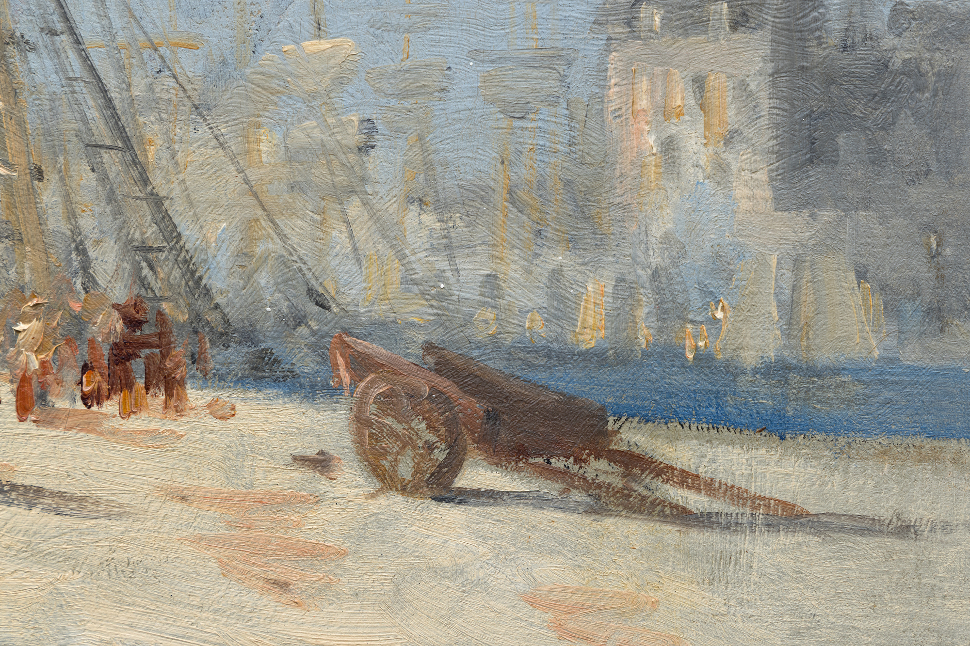 弗兰克·迈尔斯·博格斯 - 《港口》 - 油画布面 - 15又1/4 x 22英寸