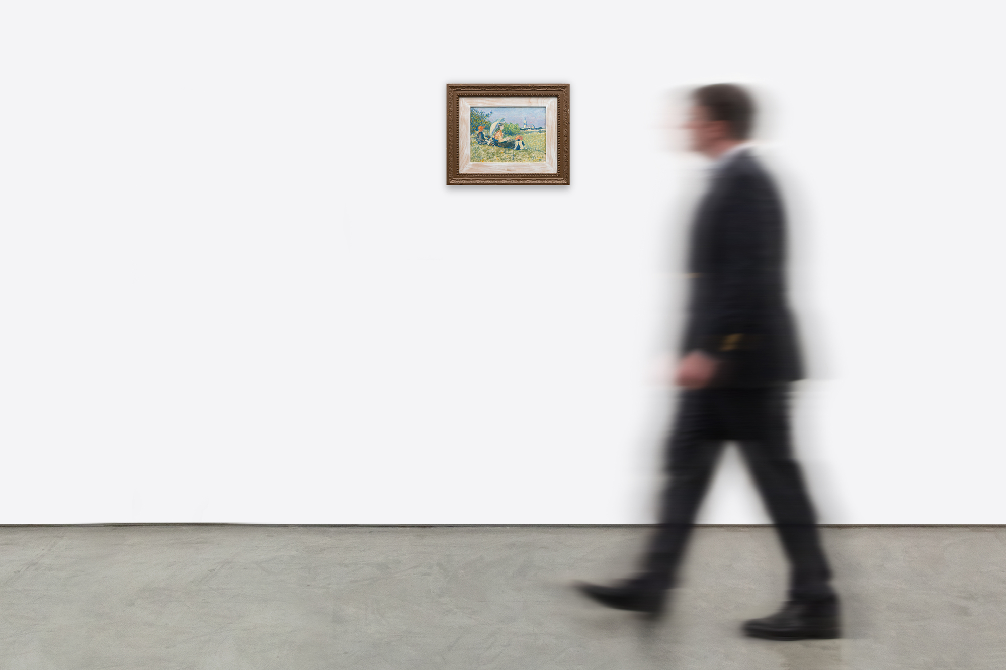 GEORGES LEMMEN - Madame Lemmen et ses enfants dans un jardin, 1900 - שמן על נייר ופסטל מונחים על הלוח - 9 על 12 אינץ'.