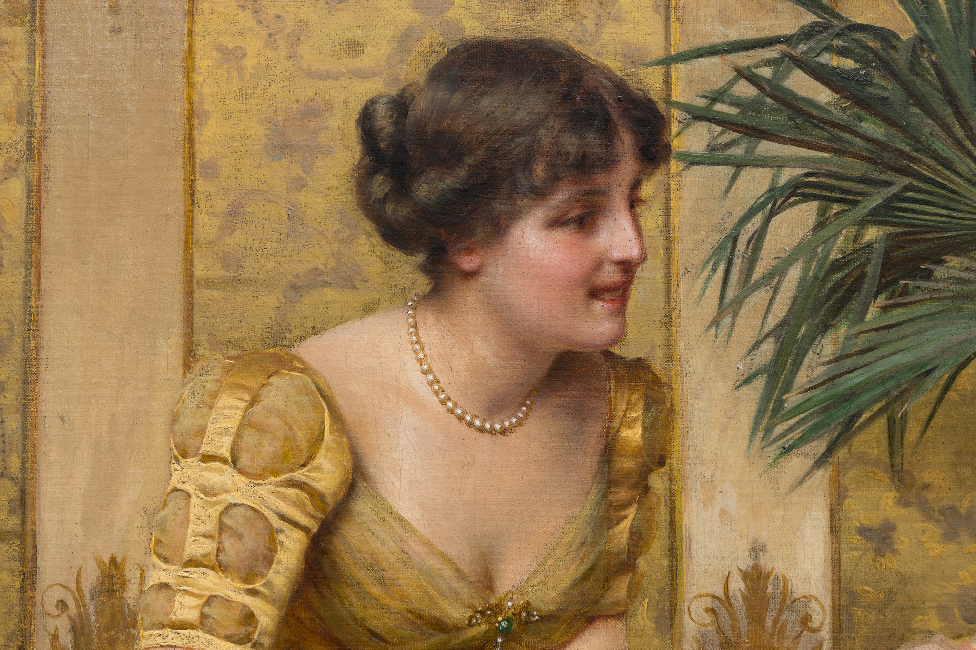 シャルル・ジョゼフ・フレデリック・スーラクロワ - アフタヌーンティー - 油彩・キャンバス - 34 x 25 3/4 インチ