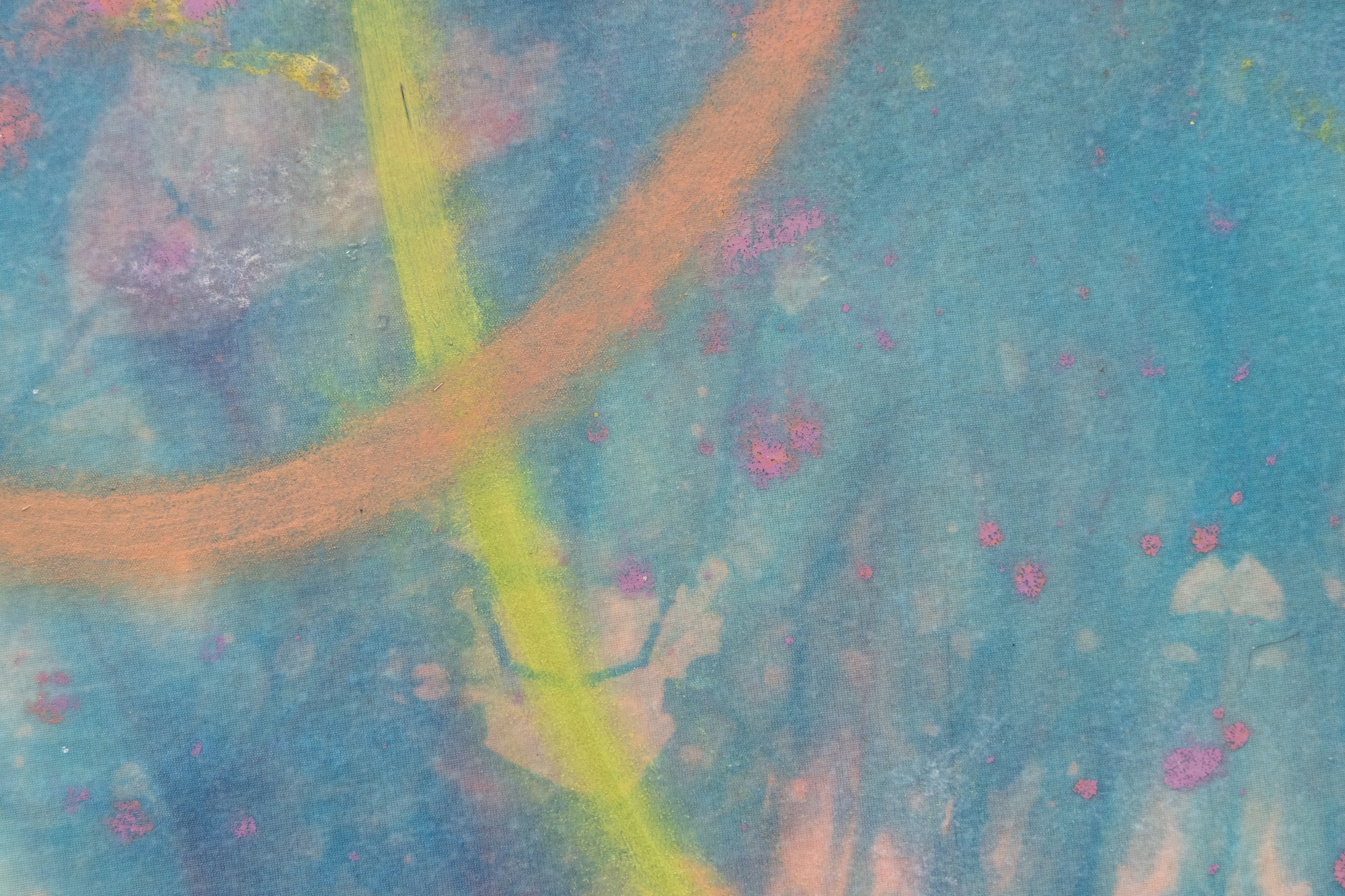 MERION ESTES - Sky Blue Sky MERION ESTES - Sky Blue Sky - Stoffcollage und Acrylfarbe auf Platte - 80 x 60 x 1 3/4 Zoll.