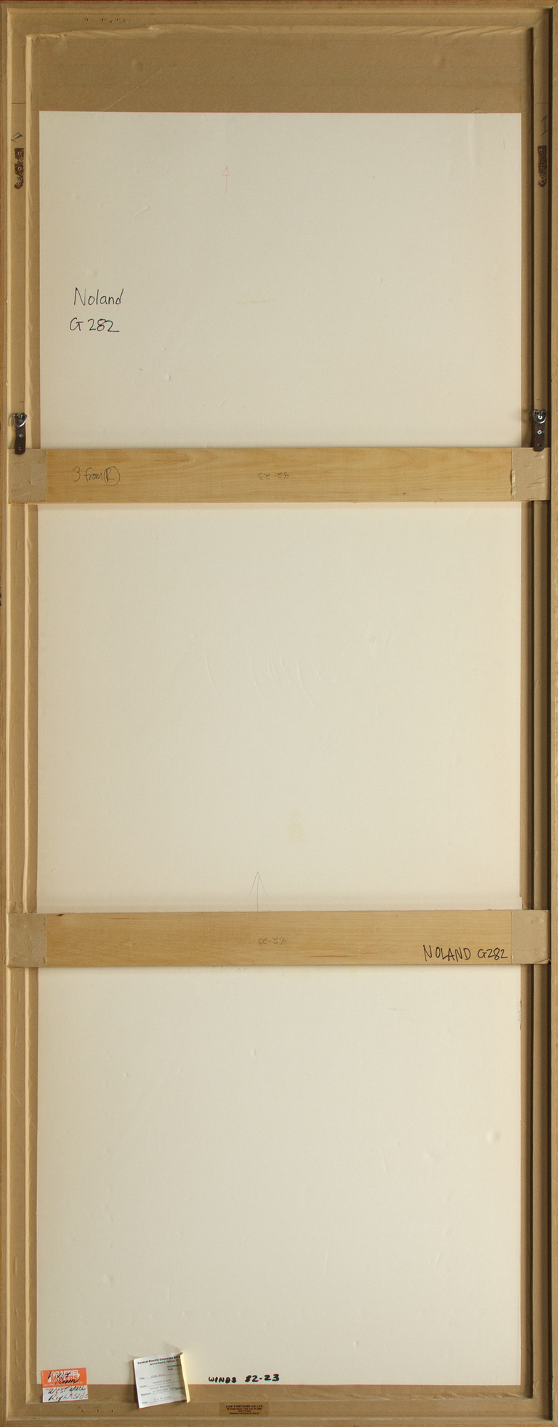 KENNETH NOLAND - Bläser 82-23 - bemalte Monotypie auf Büttenpapier - 86 1/2 x 31 3/8 Zoll