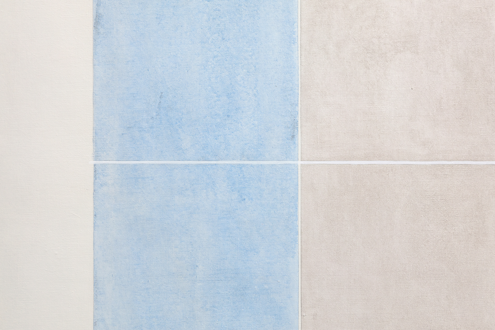 AGNES MARTIN - Untitled No. 7 Of the many modernist painters who imbued their geometries with a spiritual dimension, Agnes Martin is the one whose paintings resonate most deeply with a life of ascetic simplicity. In 1967, she left New York City and the art world, renounced worldly pursuits, and embarked on an eighteen-month odyssey across the untamed Western American landscape. It was the prelude to a life of seclusion, where on a remote mesa near Cuba, New Mexico, Martin built a sanctuary by hand, shaping adobe and timber into a unique domicile. Living without the conveniences of a telephone, electricity, or indoor plumbing, she practiced the art of life, not the life of a painter. That deeply devoted spiritual and moral quest separates Agnes Martin from the geometric visionaries such as Piet Mondrian or Ad Reinhardt, with whom she would otherwise be associated. After a seven-year hiatus, 62-year-old Martin reemerged in 1974 to renew her journey creating radiant minimalist paintings.
<br>
<br>"No. 7" (1974) is among the earliest paintings from this second major phase of her career. Intent upon emphasizing a dramatic reorientation emphasizing color rather than the line or tabulated grids of her pre-1967 work, a distanced viewing of the pale, luminescent bands allows for an expansive appreciation of subtle, radiant shifts between the color zones. Numerous natural phenomena and elements embedded in the New Mexican desert experience may have inspired these new and expansive ideas. The sheer verticality of its mesas, cliffs, and ravines, or the shafts of light that dramatically stream through gaps in clouds to the desert floor, may have inspired the vertical orientation here. Yet the impact of "No. 7" (1974) is most assuredly delivered via her devotion to Buddhist and Daoist ideals that seek beauty from within, not from extraneous points of reference. Martin asks the viewer to think of her repetitive shafts or bands of pale color as a sort of mantra as much as a visual experience. She challenges the capacity of our imagination, encouraging it to run free and consider this work as an object of contemplation, knowing well that her paintings require a degree of commitment. And as if to admonish those without the patience to absorb the impact of the otherworldly mystical radiance inherent in the paintings or how they affect one's greater awareness of the potential for expressing the sublime, we have her comment, "There's nobody who can't stand all afternoon in front of a waterfall."