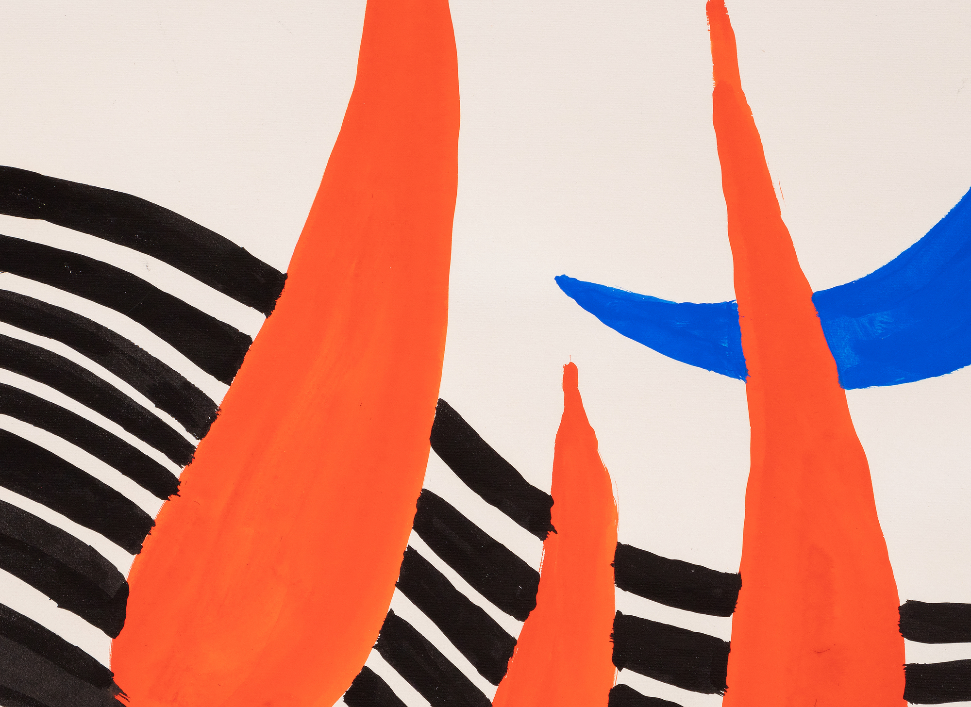 ALEXANDER CALDER - Red Petals, Blue Moon - Gouache und Tinte auf Papier - 29 1/2 x 43 1/4 in.