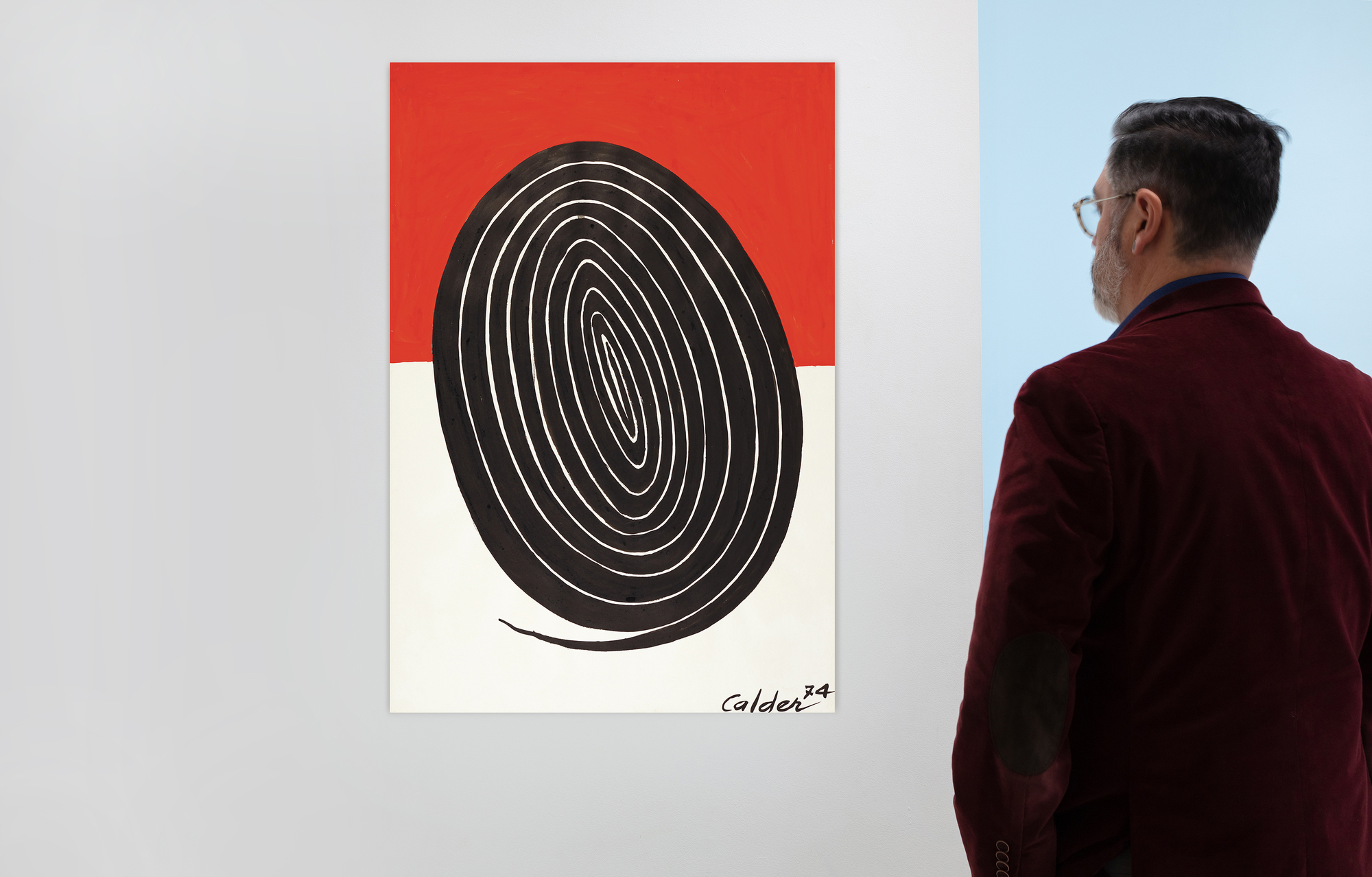 ALEXANDER CALDER - The Oval Spiral - 紙にガッシュ、インク - 43 1/4 x 29 1/2 in.