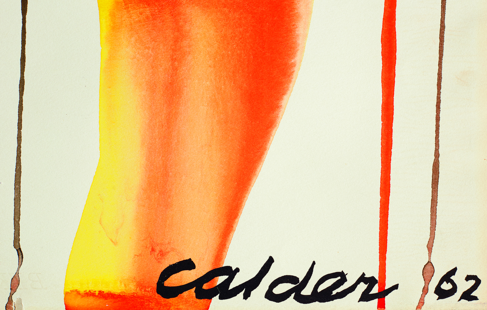 ALEXANDER CALDER - 轨迹 - 水粉和墨水在纸上 - 29 3/8 x 41 1/8 英寸。
