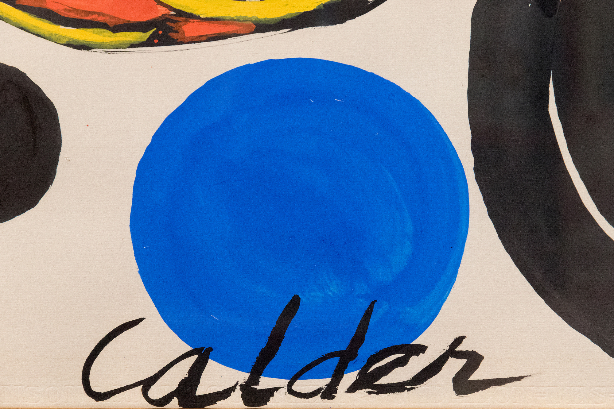 ALEXANDER CALDER - Untitled <div><font face=Calibri size=3 color=black>Gouaches became integral to Alexander Calder's artistic practice in the late 1930s and early 1940s. By the early 1960s, they were a well-established part of his repertoire, parallel to his more significant works and featuring prominently in his exhibitions. These smaller-scale pieces offered collectors an intimate glimpse into Calder's creative process, revealing his ability to capture the essence of his playful, dynamic forms with immediacy and intuition, often characterized by bold, energetic shapes and vibrant colors.</font></div>
<br>
<br><div> </div>
<br>
<br><div><font face=Calibri size=3 color=black>In this gouache from 1970, Calder employs a densely populated, diverse range of visual motifs. Large, bright red, blue, and black circles float among spirals and other abstract forms, while a central yellow orb, streaked with red, seems to radiate energy, suggesting movement or heat. To the left, a structure of intersecting lines and shapes introduces an architecturally restrained wave, while dynamic spirals animate the composition. The result is a celebratory display of Calder's signature elements—bold primary colors, geometric shapes, and flowing lines—each interacting in a lively, harmonious rhythm.</font></div>