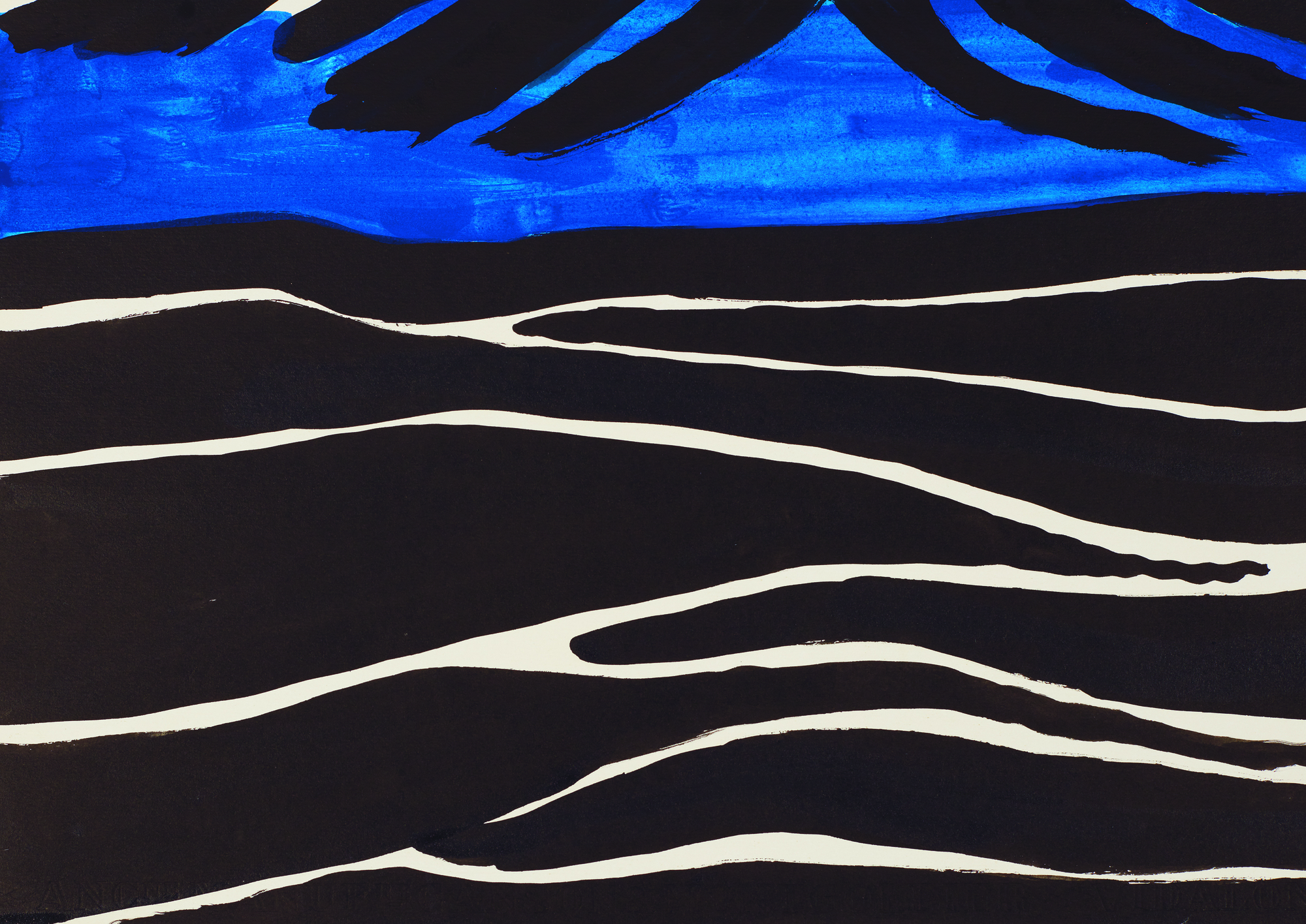 ALEXANDER CALDER - Zigzag Sun and Crags Zigzag, Sun, and Crags, painted in 1972, recalls the early morning hour of June 9, 1922 when the young seafaring adventurer Sandy (Alexander) Calder was awakened on the deck of the H. F. Alexander by the intense beams of tropical sunlight that burst across the bow. He stood, squinting against the glare, then turned his head to the west and felt a sudden rush of sensations that brought to him a cosmic resonance he had never felt before.
<br>
<br>“It was early one morning on a calm sea, off Guatemala, when over my couch — a coil of rope — I saw the beginning of a fiery red sunrise on one side and the moon looking like a silver coin on the other. Of the whole trip this impressed me most of all; it left me with a lasting sensation of the solar system.”
<br>
<br>Zignag, Sun, and Crags is not a simple memento of that experience. It is an exhilarating work that celebrates Calder’s inimitable way of imparting the wonder of the natural world by amplifying our experience of it. If, as he might wish, it brings a sense of interconnectedness and belonging as it did to him along the coast of Guatemala as a young Merchant Marine, so much the better.