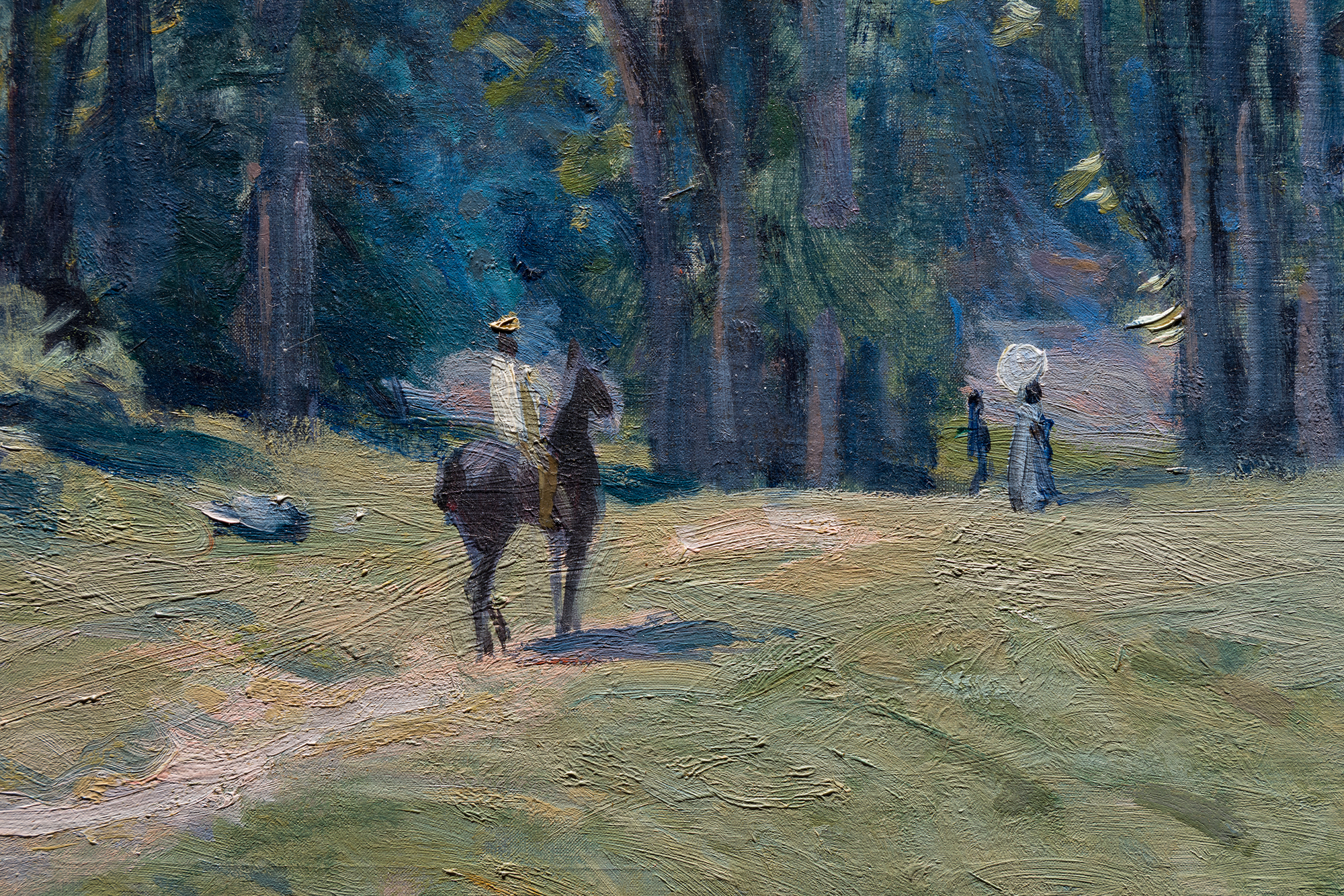 <div>Alfred Sisley’s Cavalier en lisière de forêt (Horseman on the Edge of the Forest), from 1875, is a luminous painting depicting a tranquil road near Marly-le-Roi, where Sisley found creative renewal after moving from Paris’s Batignolles quarter. This work, included in the 2021 catalogue raisonné of the work of Alfred Sisley prepared by Francois Daulte with Galerie Brame & Lorenceau and the Comité Alfred Sisley as no.196, showcases his unrivaled commitment to plein-air painting, even compared to Impressionist peers like Monet and Pissarro. Likely executed entirely outdoors, it captures the immediacy of a summer morning with feathery brushstrokes of muted greens, ochres, and blues, rendering a path winding into a forest, a lone horseman, and two figures—one with a parasol. </div>
<br>
<br><div> </div>
<br>
<br><div>Sisley’s move to Marly-le-Roi, driven by a love for greenery and the need to support his young family amid financial strain post-Franco-Prussian War, shaped this work. Painted after the 1874 Impressionist exhibition’s disappointing sales, it reflects resilience. The diffused light and geometric composition—path and trees anchoring a vast sky—evoke the region’s gentle haze. Camille Pissarro, a close colleague, hailed Sisley as “a great and beautiful artist, in my opinion he is a master equal to the greatest” (Pissarro, quoted in C. Lloyd, ‘Alfred Sisley and the Purity of Vision’, pp. 5-33, M. Stevens (ed.), Alfred Sisley, exh. cat., New Haven and London, 1992, p. 8). The 2021 Brame and Lorenceau catalogue notes 360 of Sisley’s 1,013 oil paintings reside in museums, affirming his legacy. </div>
<br>
<br><div> </div>
<br>
<br><div>This concise yet evocative piece offers collectors a rare glimpse into Sisley’s mastery, blending nature’s beauty with Impressionist innovation. </div>