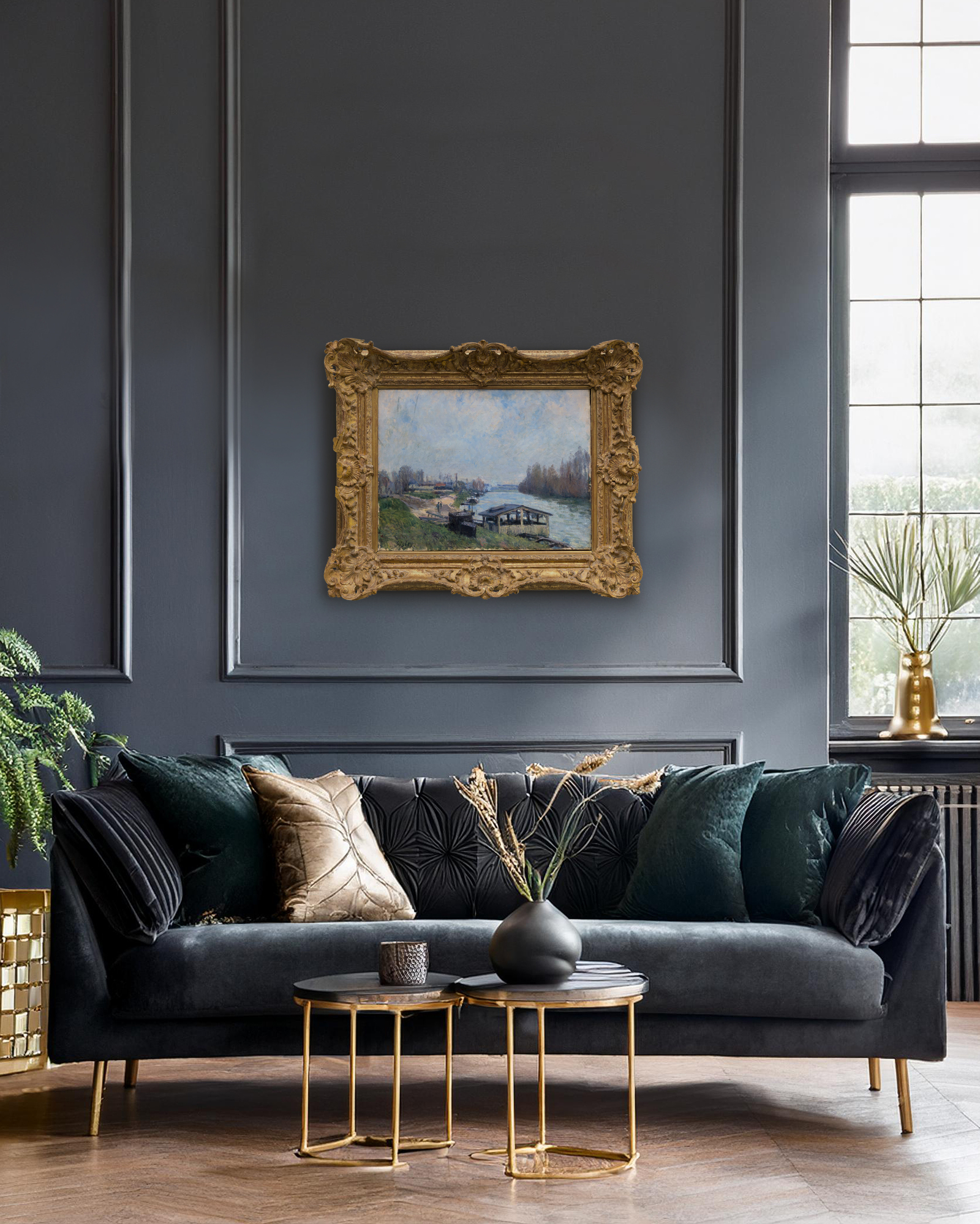 ALFRED SISLEY - Le Lavoir de Billancourt - oil on canvas - 20 x 25 5/8 in.