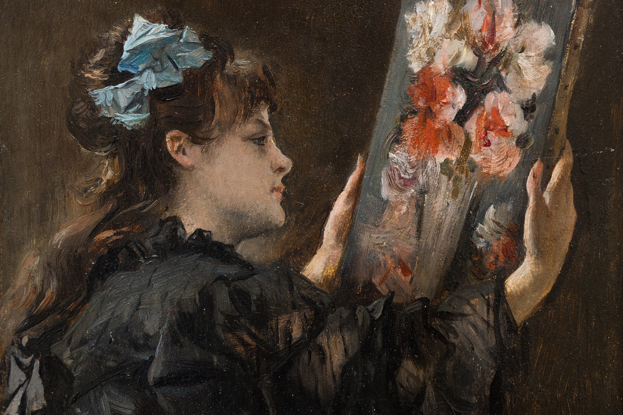 ALFRED STEVENS - The Connoisseur - oil on panel - 8 7/8 x 6 7/8 in.