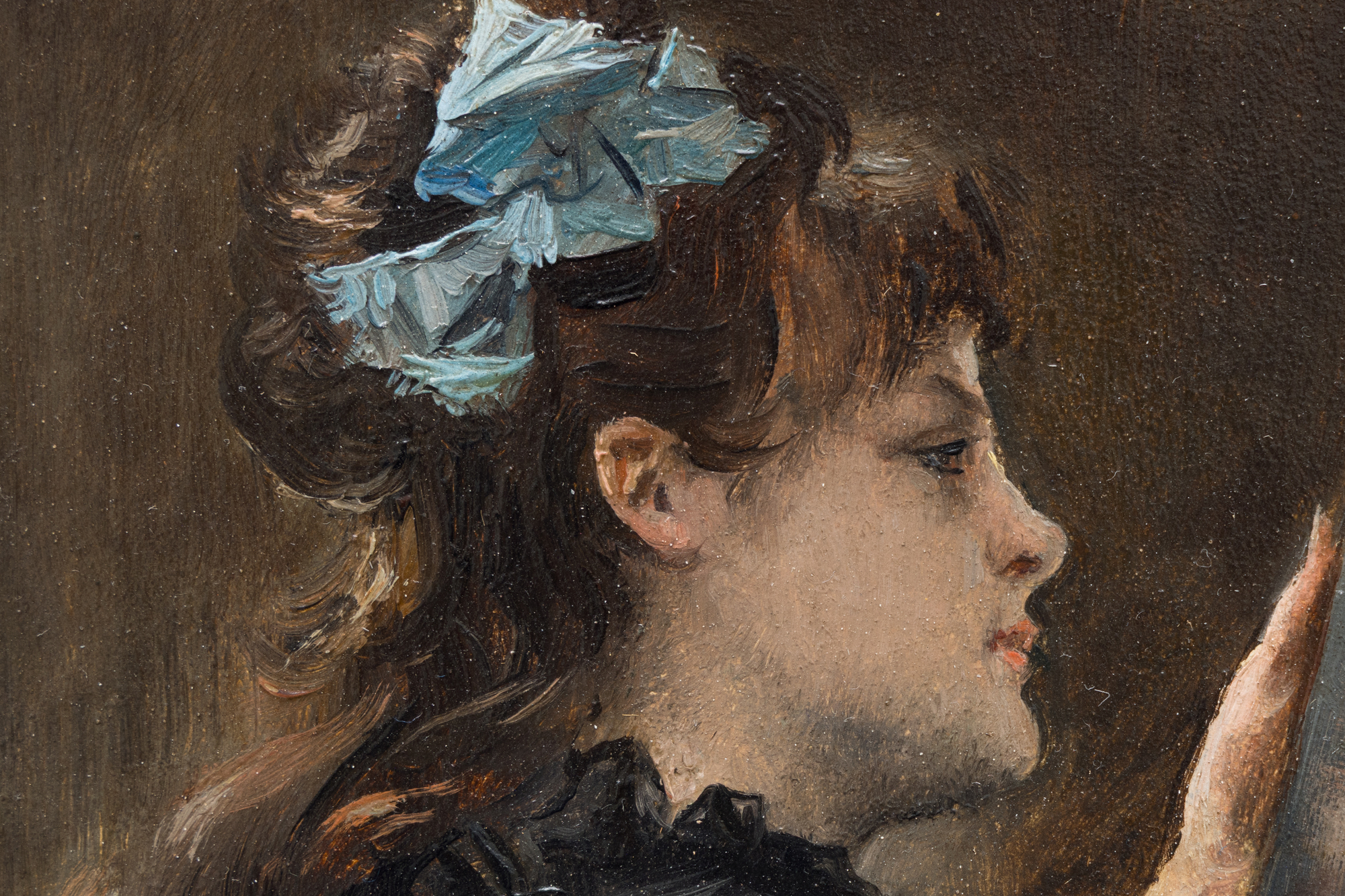 ALFRED STEVENS - The Connoisseur - oil on panel - 8 7/8 x 6 7/8 in.