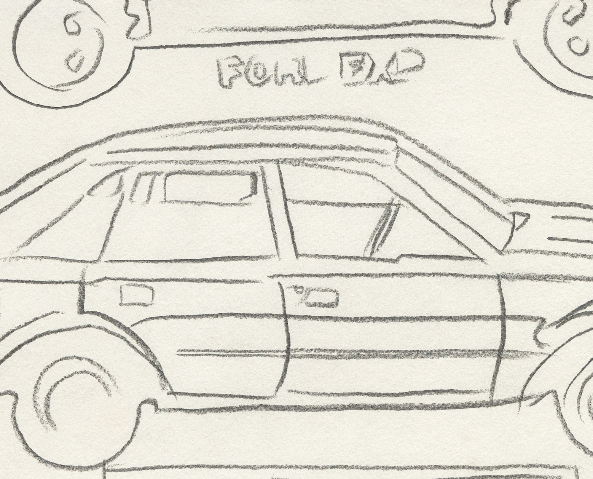 أندي وارهول - سيارة فورد - الجرافيت على الورق - 11 1/2 × 15 3/4 بوصة.