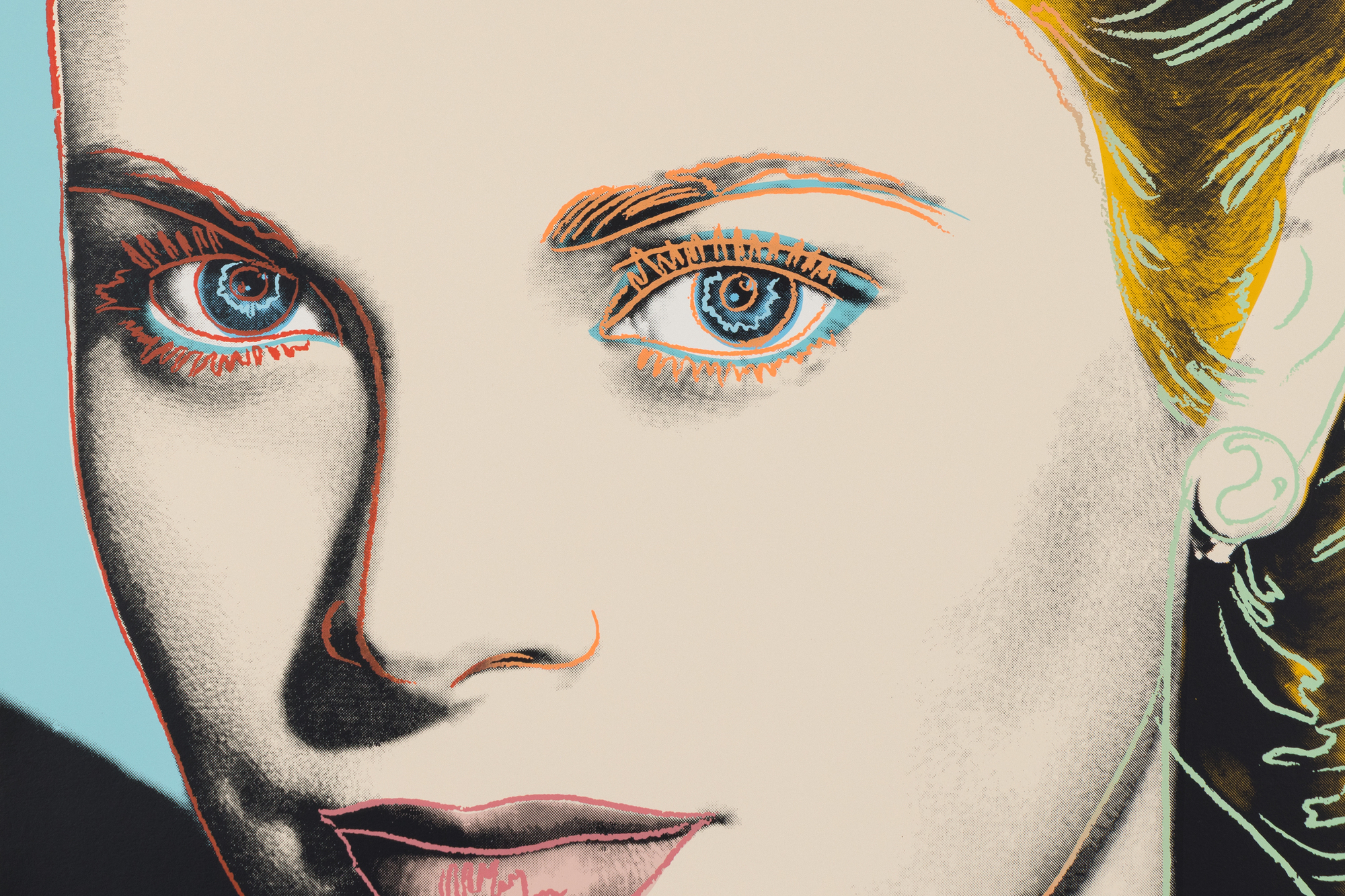 ANDY WARHOL - Grace Kelly <div><font face=Lato size=3>Andy Warhol’s <em>Grace Kelly</em> (1984) is a dazzling screenprint that immortalizes one of Hollywood’s most iconic stars, who later became Princess of Monaco. This impression, one of 30 artist’s proofs aside from the regular edition of 225, depicts Kelly with radiant canary yellow hair set against a turquoise ground. Her face, rendered through Warhol’s crisp silkscreened contours, is at once immediately recognizable and transformed into a bold graphic emblem. </font></div>
<br>
<br><div><font face=Lato size=3> </font></div>
<br>
<br><div><font face=Lato size=3>The image is based on a film still from<em> Fourteen Hours</em> (1951), Kelly’s screen debut, which Warhol reimagines through his signature Pop sensibility. By isolating and intensifying her features with vibrant color contrasts, he heightens both the glamour of the actress and the constructed nature of celebrity imagery. The turquoise background vibrates against Kelly’s luminous hair, underscoring Warhol’s mastery of color as a tool of both allure and abstraction. </font></div>
<br>
<br><div><font face=Lato size=3> </font></div>
<br>
<br><div><font face=Lato size=3>Created during a period when Warhol was revisiting the great icons of his earlier career, <em>Grace Kelly</em> encapsulates his fascination with beauty, fame, and cultural mythmaking. The work distills Kelly’s presence into a timeless symbol—simultaneously a celebration of her cinematic allure and a meditation on the transformation of star into legend. </font></div>
<br>
<br><div><font face=Lato size=3> </font></div>
<br>
<br><div><font face=Lato size=3> </font></div>