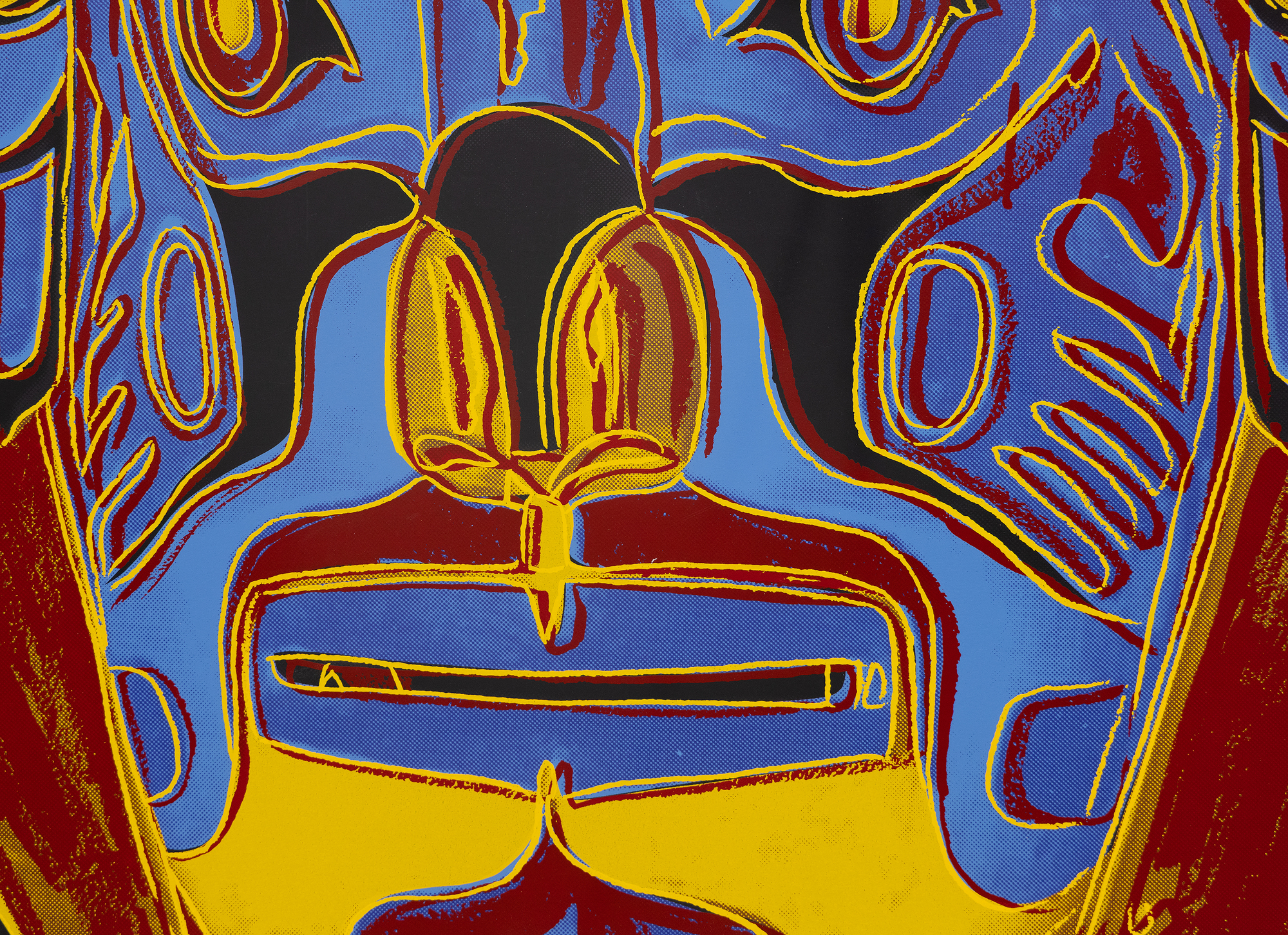 أندي وارهول -- قناع الساحل الشمالي الغربي -- screenprint في الألوان على لوحة متحف لينوكس -- 38 × 38 في.