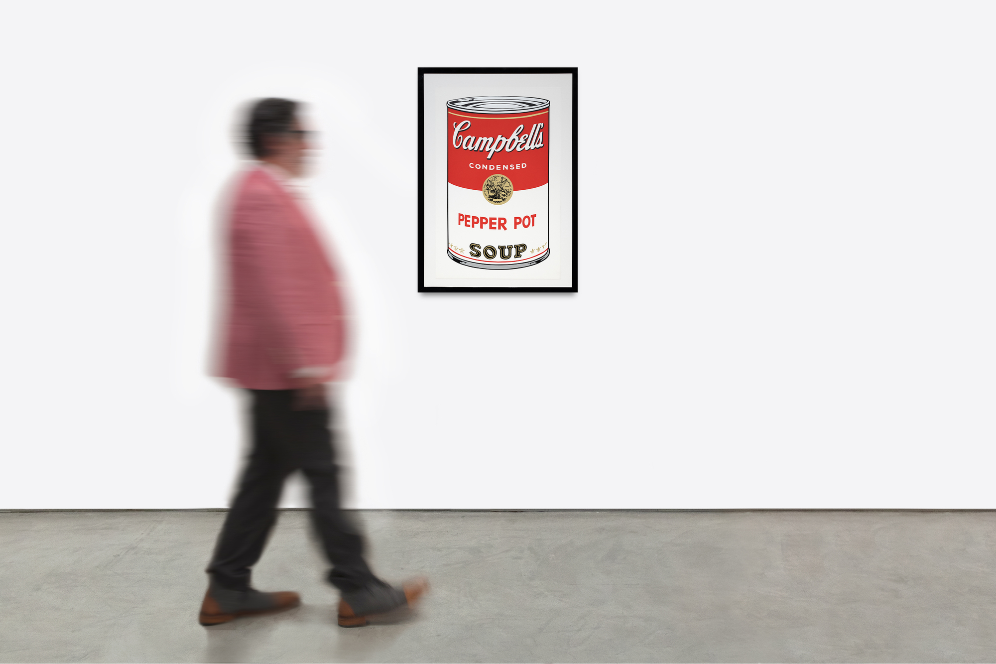 Andy Warhol's Campbell's Soup Cans series marks a pivotal moment in his career and the Pop Art movement. The series, consisting of 32 canvases, each depicting a different flavor, revolutionized the art world by elevating mundane, everyday consumer goods to the status of high art. The screen print Pepper Pot from 1968 employs his signature style of vivid, flat colors and repeated imagery, characteristic of mass production and consumer culture. Screen printing, a commercial technique, aligns with Warhol's interest in blurring the lines between high art and commercial art, challenging artistic values and perceptions.