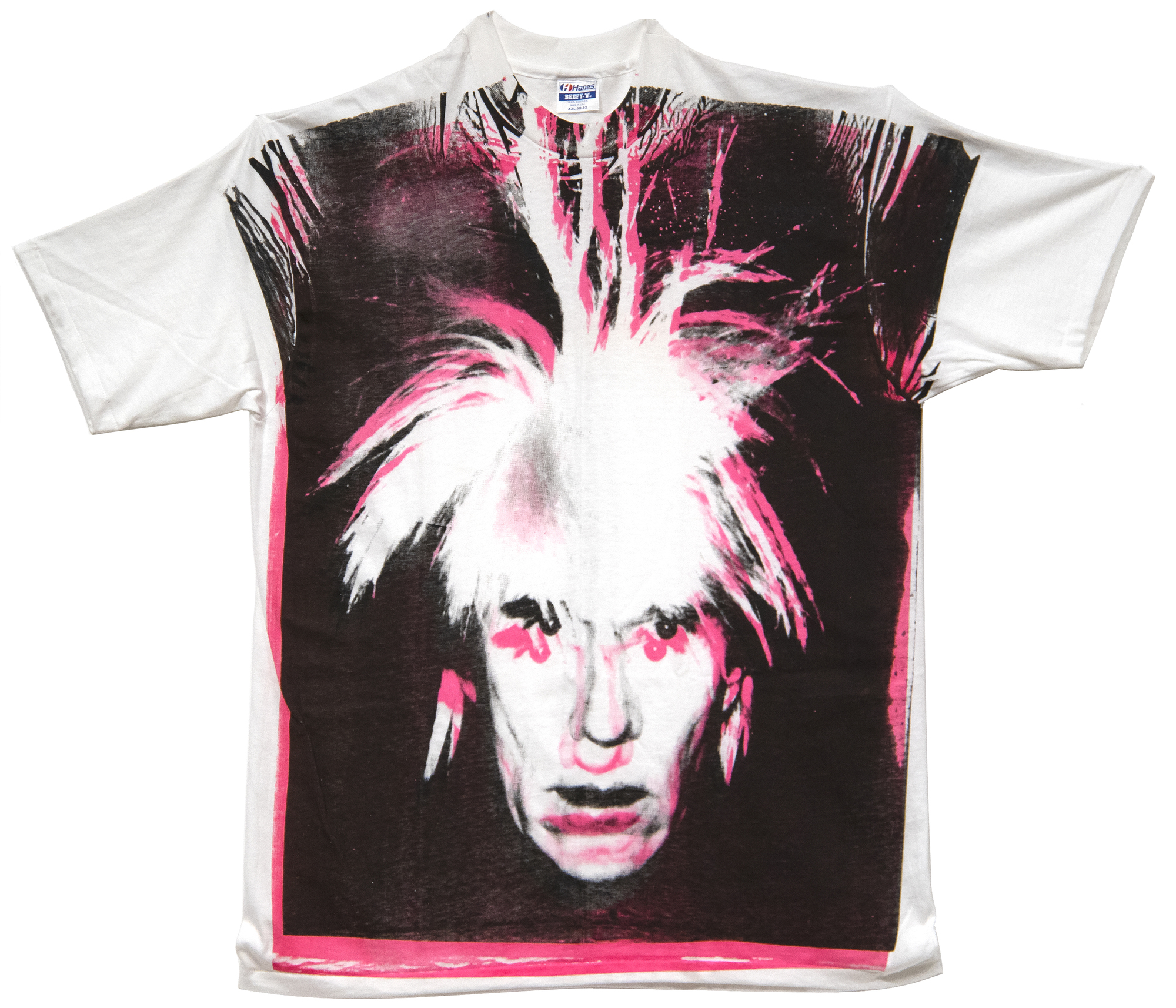 ANDY WARHOL - Self-Portrait with Fright Wig ANDY WARHOL - Self-Portrait with Fright Wig - screenprint on t-shirt - 33 1/2 x 40 1/4 in.