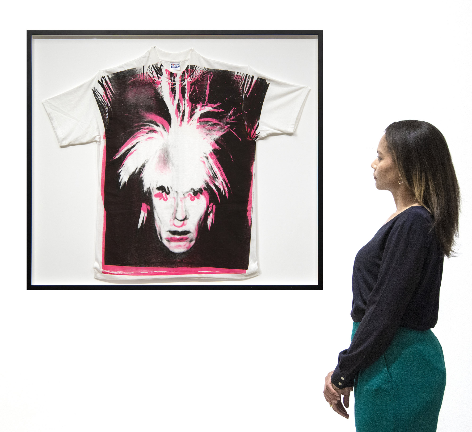 ANDY WARHOL - Self-Portrait with Fright Wig ANDY WARHOL - Self-Portrait with Fright Wig - screenprint on t-shirt - 33 1/2 x 40 1/4 in.